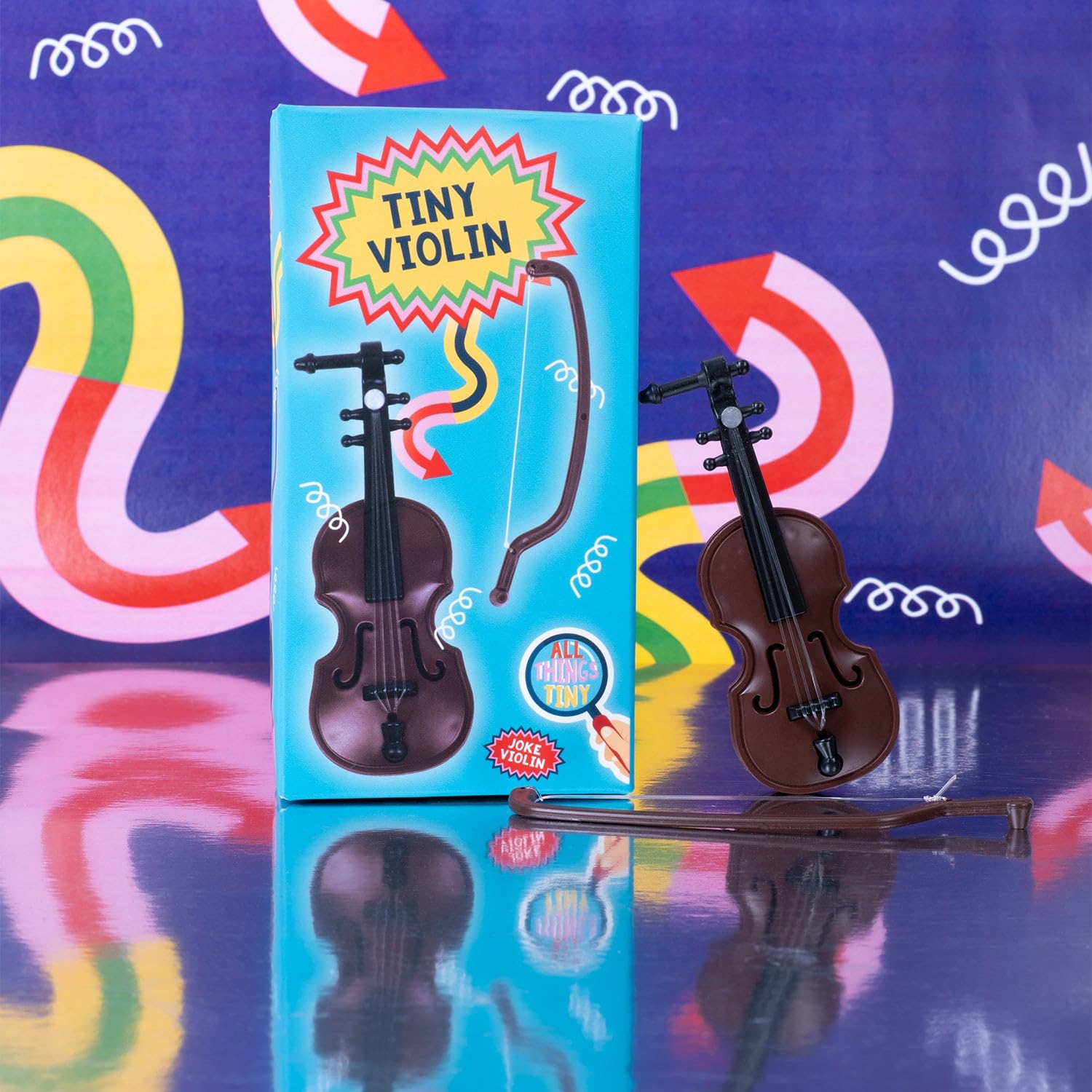 World's Smallest Violin Novelty Toy. Tiny Silent Violin and Bow. Perfect for Secret Santa Joke Gifts, Half size - Image 3