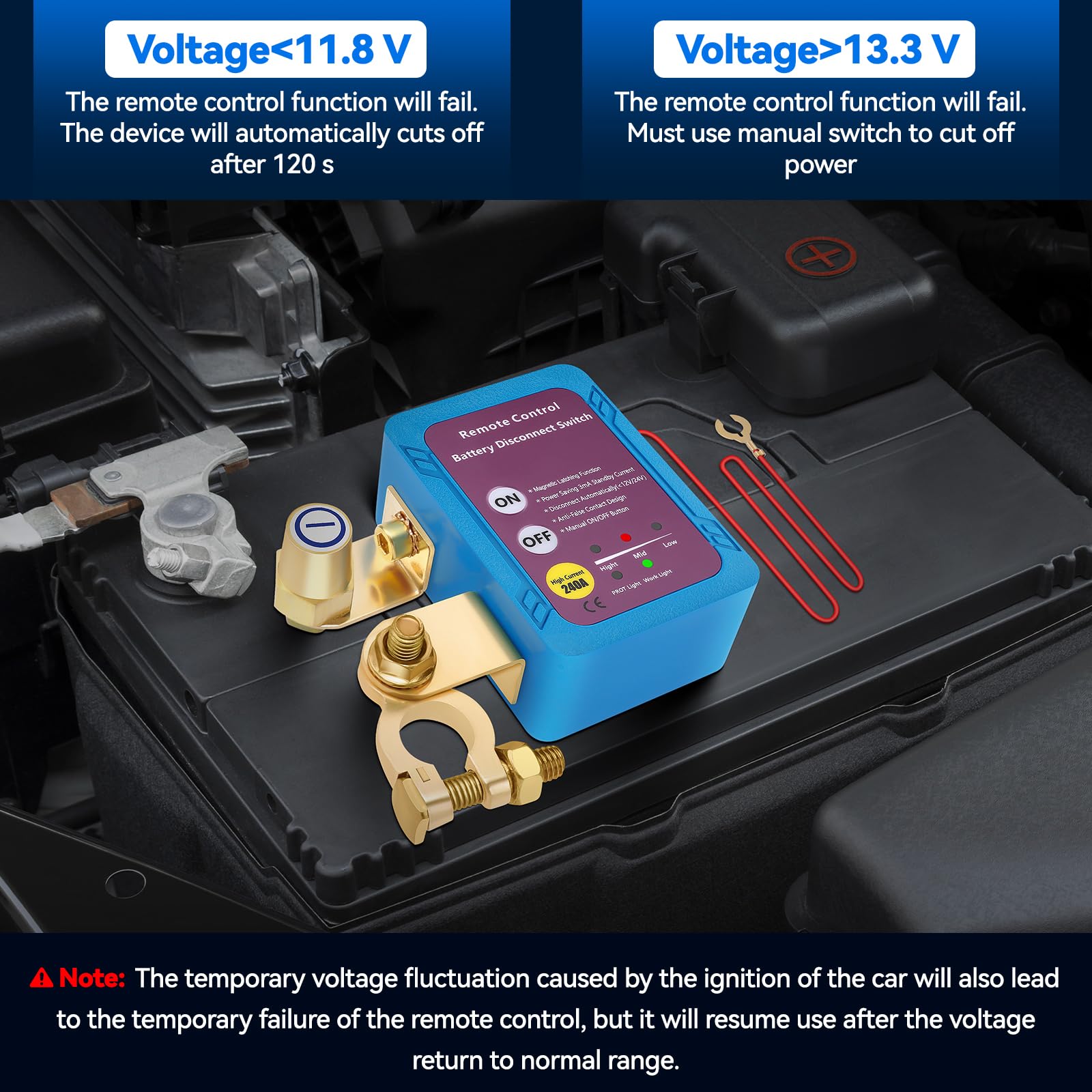 Liwogi Kill Switch voor auto met afstandsbediening, batterij