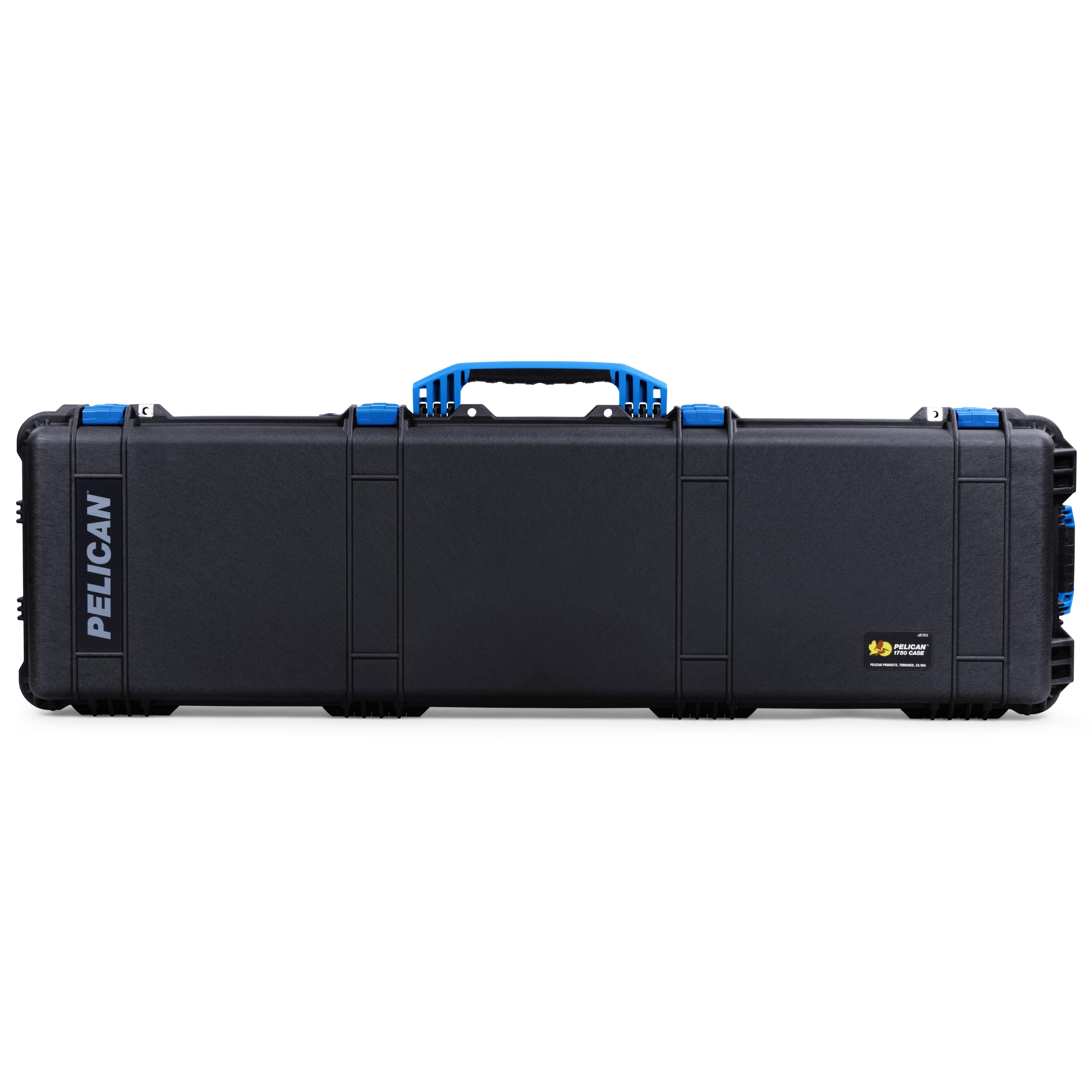 Black Pelican 1750 case with blue handles & latches. Comes with foam.
