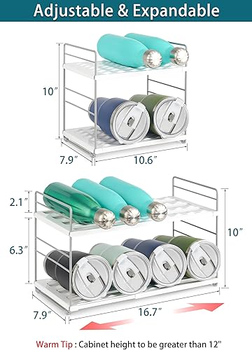 Miniatura 2 de Organizador de botellas de agua para gabinete, almacenamiento ajustable de vasos, soporte expandible para botella de agua para organización de