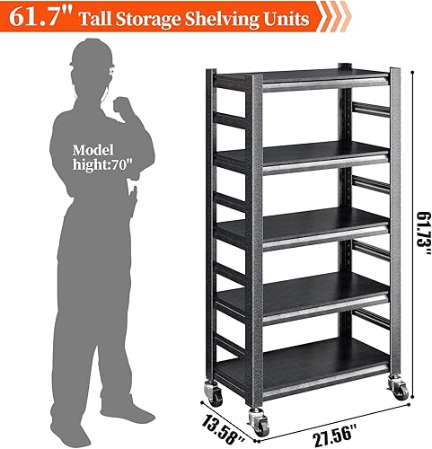 Miniatura 2 de SNTD Estantería de garaje resistente, estantes de almacenamiento ajustables para garaje, almacén, despensa y sótano, 27.56 pulgadas de ancho x 13.58