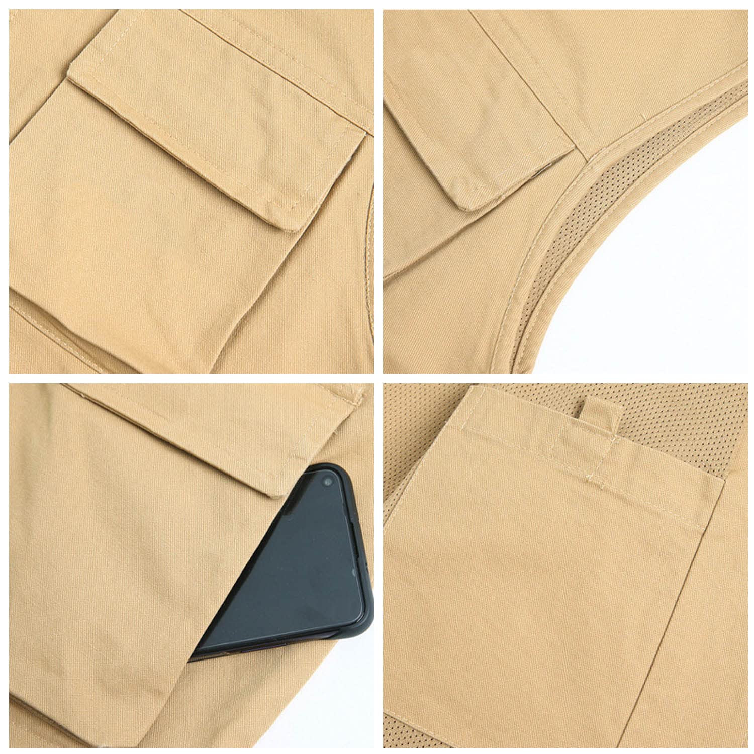 Chaleco Multibolsillos para Hombre Chaleco De Pesca Casual Sin Mangas Transpirable Chaqueta De Senderismo Chaleco De Viaje Multifuncional