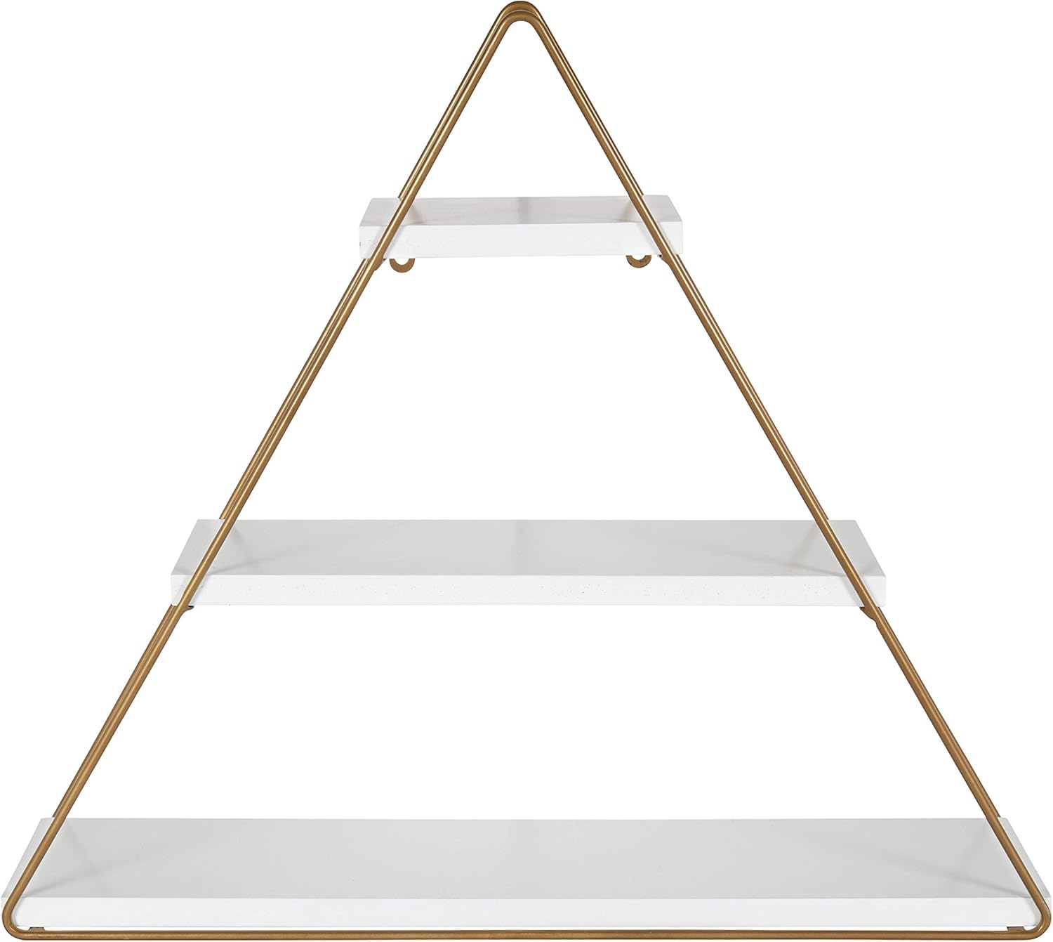 Gеt Dіѕсоunt оƒƒеr Kate and Laurel Tilde Small Three Tiered Triangle Floating Metal Wall Shelf, White and Gold