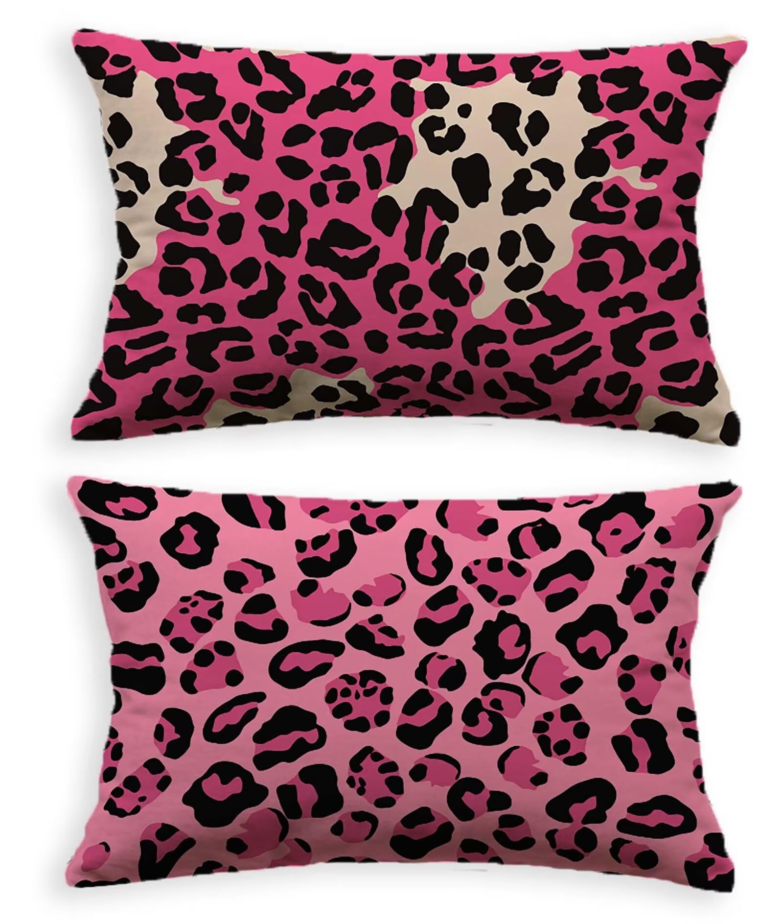 Housse de coussin velours 50 x 70 rose lot de 2 pour rénover un canapé usé avec style léopard