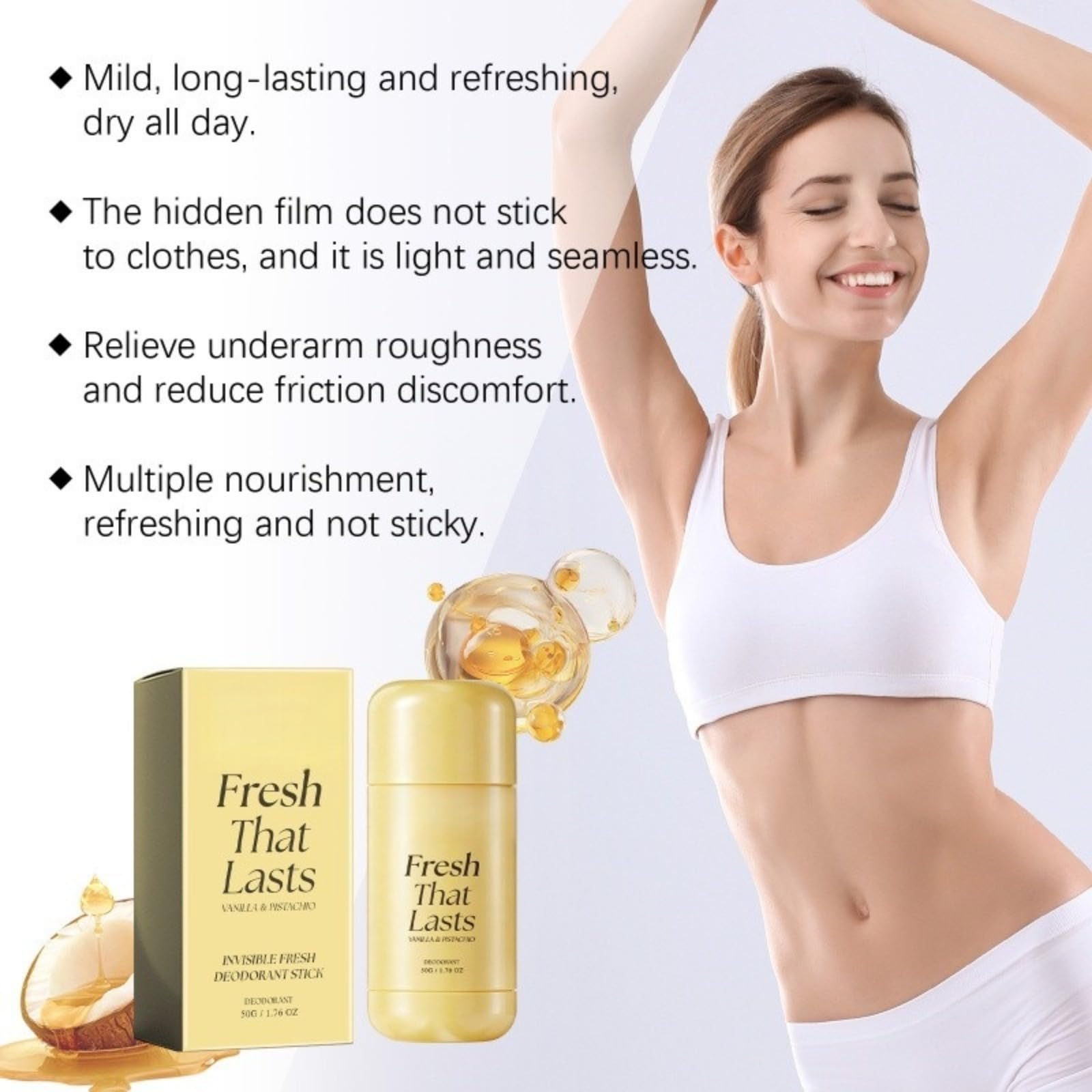 Deodorante in stick alla vaniglia, corpo naturale in spray, profumo di cocco e vaniglia, protezione a lunga durata per tutti i tipi di pelle, adatto a donne e uomini.