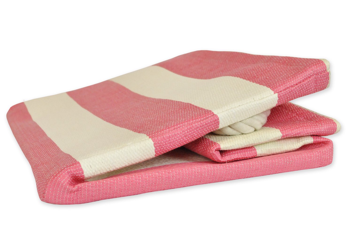 DII Durable Woven Striped Storage Bin Collapsible with Soft Rope Handles Reinforced with Metal Grommets, Large, 17x12x12", Pink - Image 3