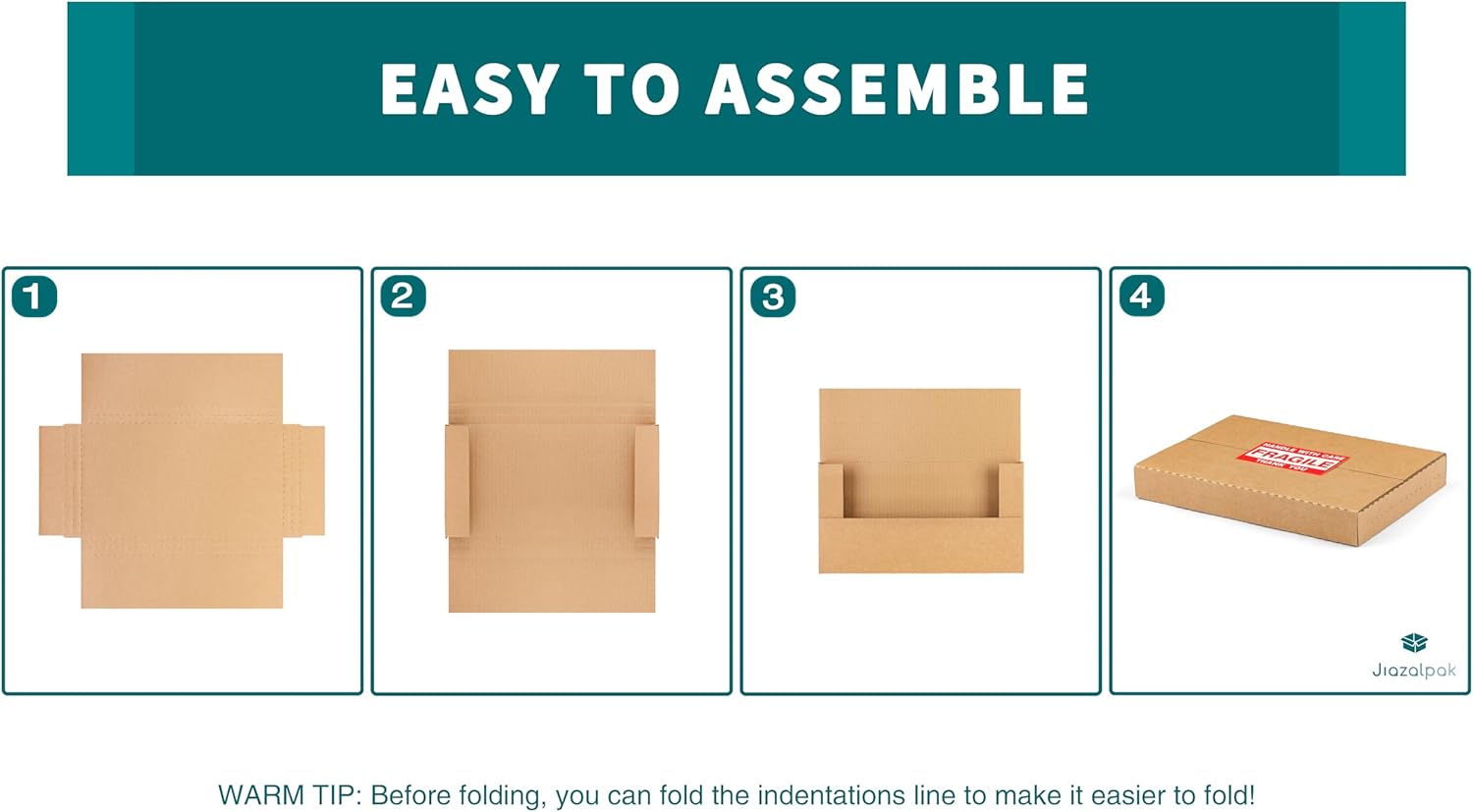 9x6x1 Inch Shipping Boxes, Brown Corrugated Cardboard, Multi-Depth DVD Mailer Boxes with Fragile Stickers, 25 Pack