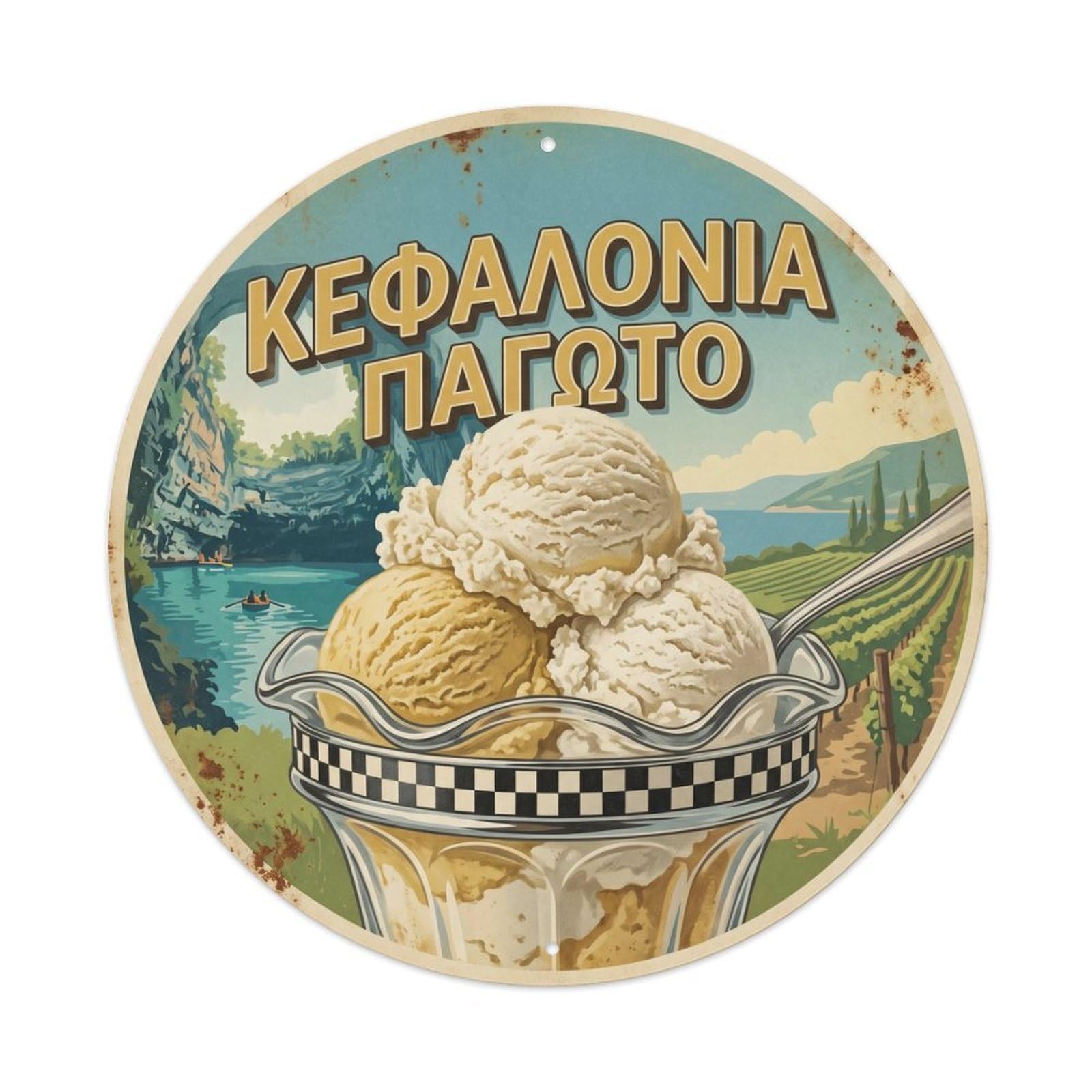 Gelato Creamery 1950s Diner Dessert Culture Metal Tin Sign
