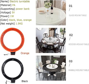 Turntable Bearing, Motorized Rotating Turntable, Lazy Susan Organizer, 360 Degree Electric Rotating Display Stand Serving Tray Automatic Revolving Platform Swivel Base for Wood Glass Tabletop