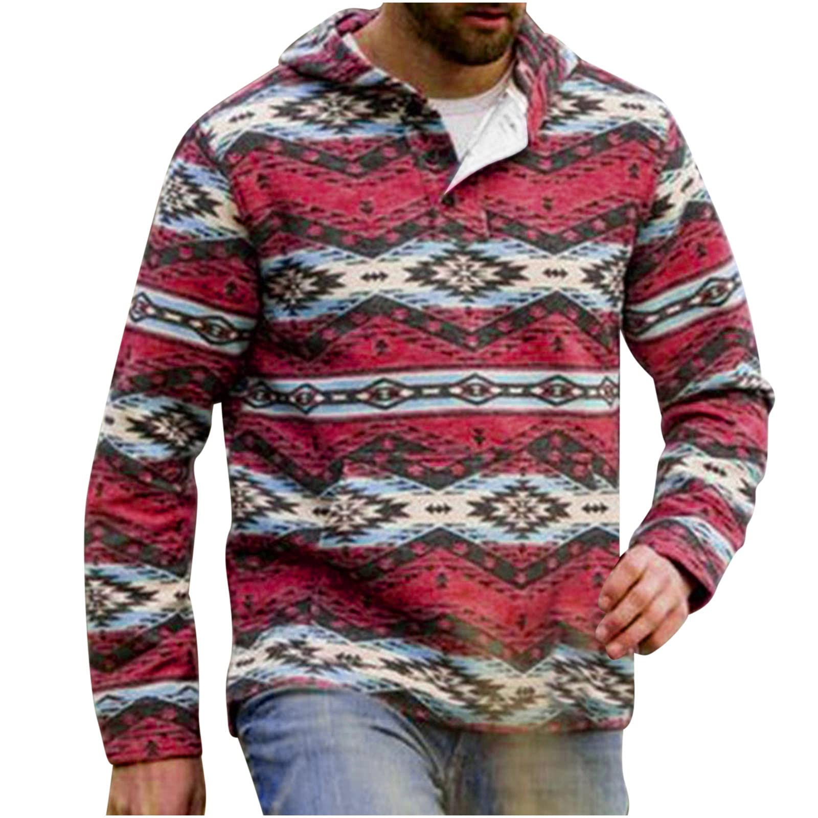Nusgearhoodie Mens Uk Sale Clearance Aztec Print Hooded Jumper