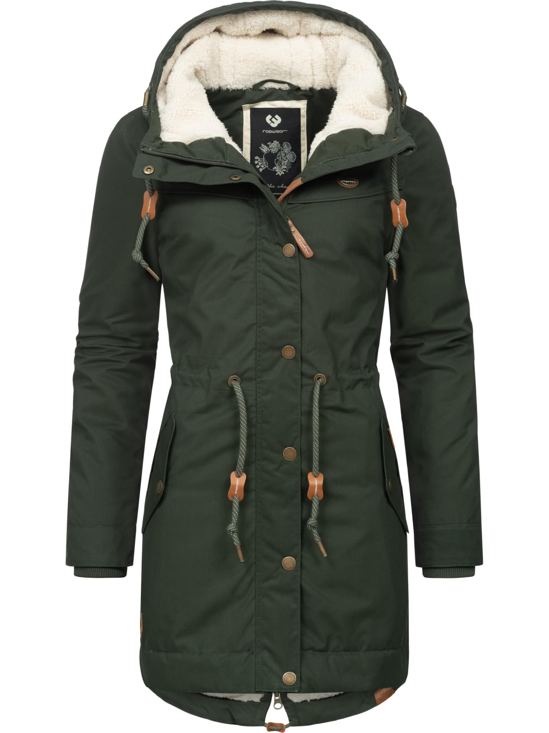 Ragwear Damen Wintermantel Warmer Parka lang mit Kapuze YM-Canny Intl XS-6XL