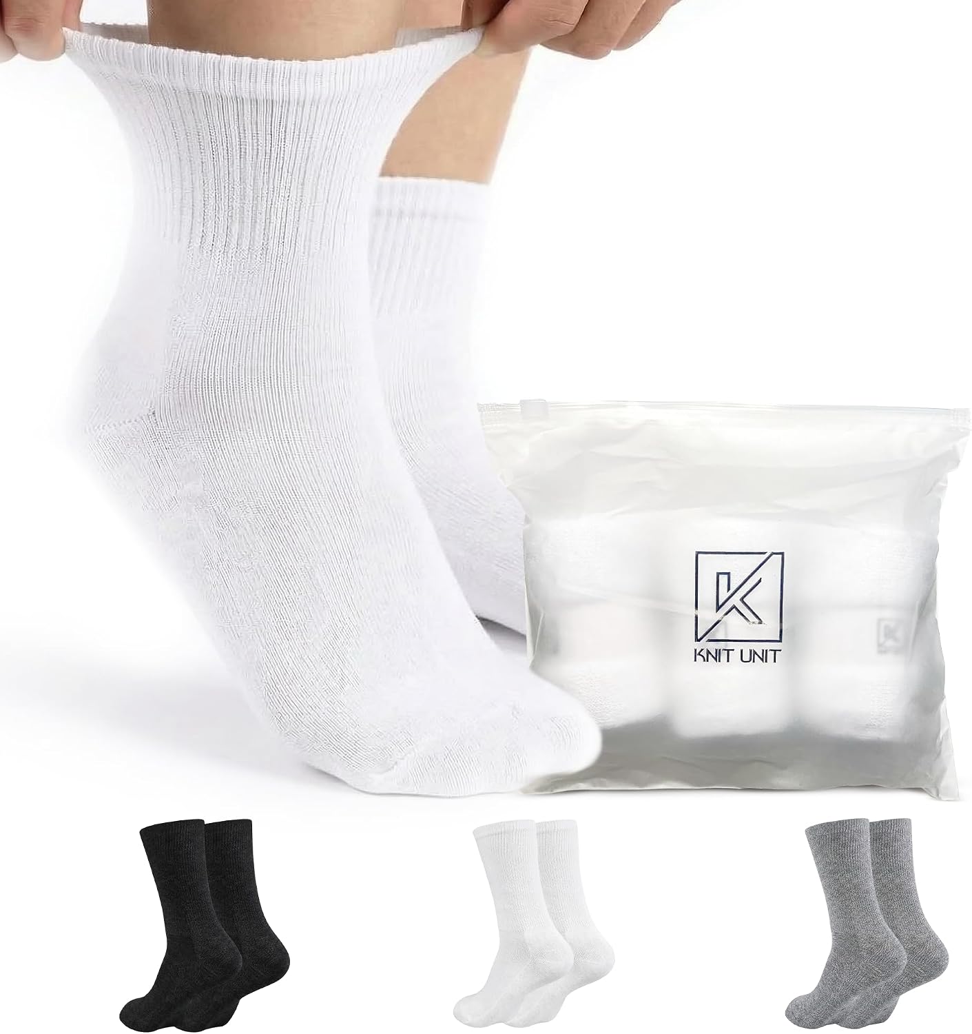 Ankle Diabetic Socks for Women & Men, 6 Pairs Wide Non Binding Quarter Edema Neuropathy for Swollen Feet Leg Edema Relief Seamless Loose Cushion Breathable Diabetic Socks for Men