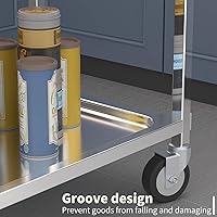 Vista 4 de DULONG Carrito utilitario de 3 niveles con ruedas, isla de cocina, carrito de servicio de acero inoxidable, capacidad de 300 libras, estante