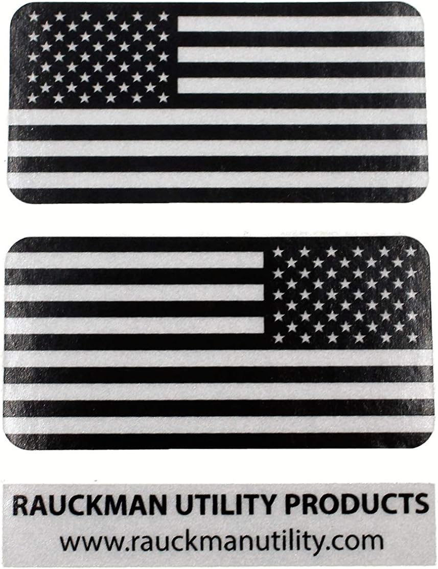 Black Ops Reflective USA Flag Hard Hat Stickers - Engineer Grade - 1" x 2" - QTY 2 - MADE IN THE USA