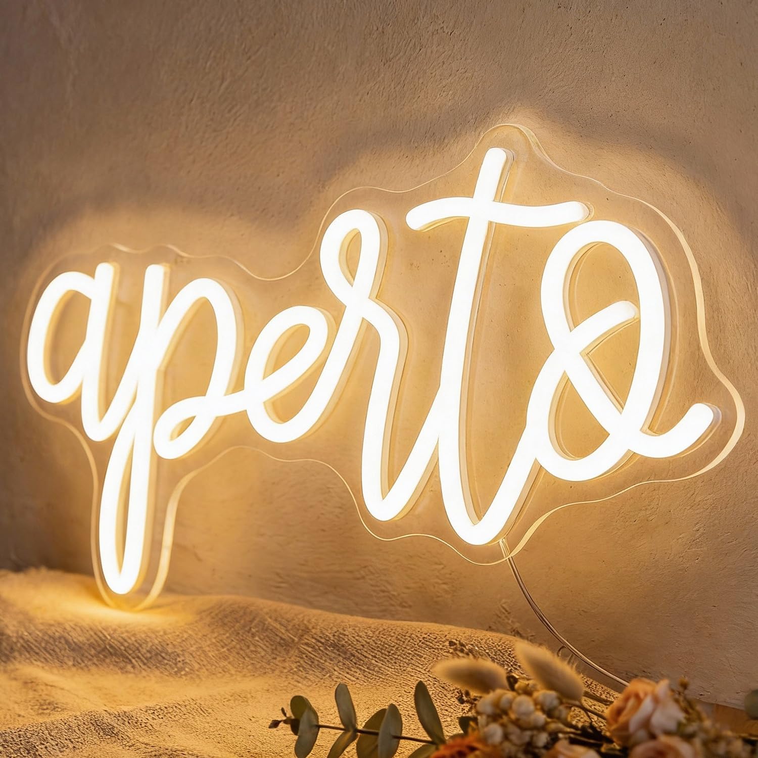 Insegna Luminosa Aperto,Insegna al neon Open per porta finestra, USB Insegna a LED aperta dimmerabile per negozi, luce al neon per bar, ristorante, supermercato, bar, hotel, Salone