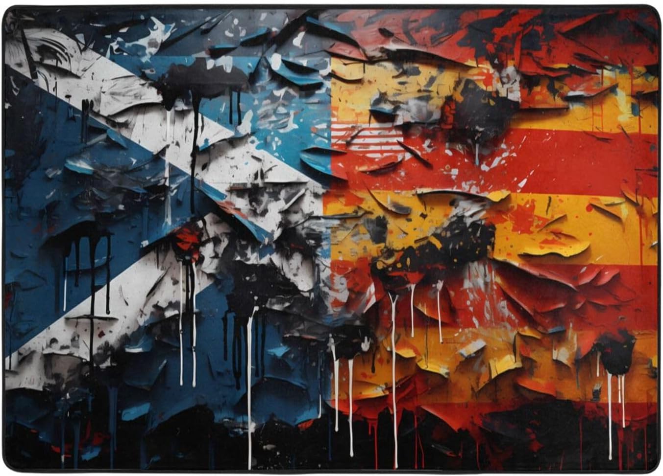 Different Graffiti Printed Floor mat 80x58 inches, Non-Slip Decorative Carpet for Bedroom and Living Room