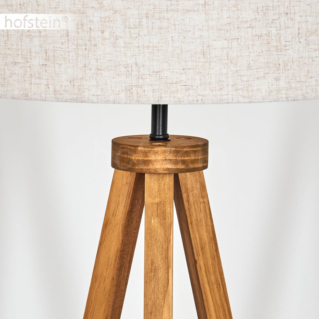 Stehleuchte Bassagoda, Stehlampe aus Holz/Stoff in Naturfarben/Beige, Leuchte im skandinavischen Design mit rundem Schirm (Ø 40 cm) u. Fußschalter, Höhe 154 cm, 1 x E27, ohne Leuchtmittel