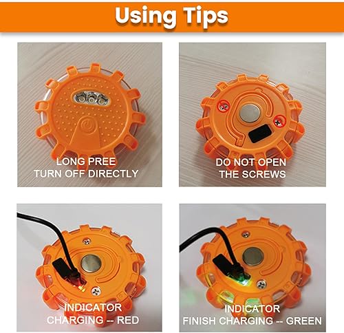 Miniatura 2 de Luces de emergencia LED recargables USB-C para carretera, gran capacidad (batería de litio), cable 3 en 1, advertencia de carretera, kit de disco