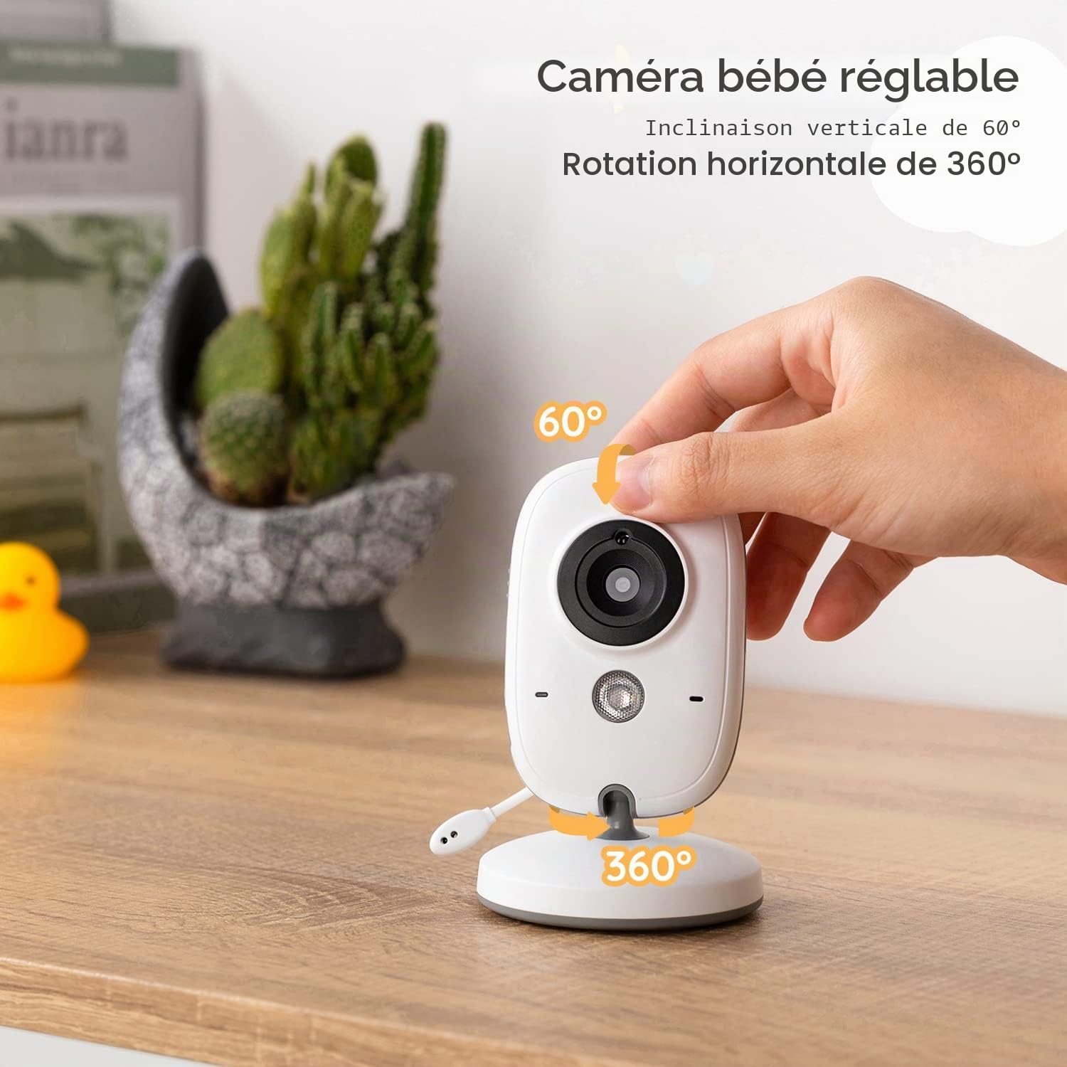 BOIFUN Bébé Moniteur, Caméra Bébé Écran 4" 2000mAh Batterie Rechargeable, VOX Détection du Son, Détection De La Température Et De L'humidité, Vision Nocturne, Soutien Berceuses