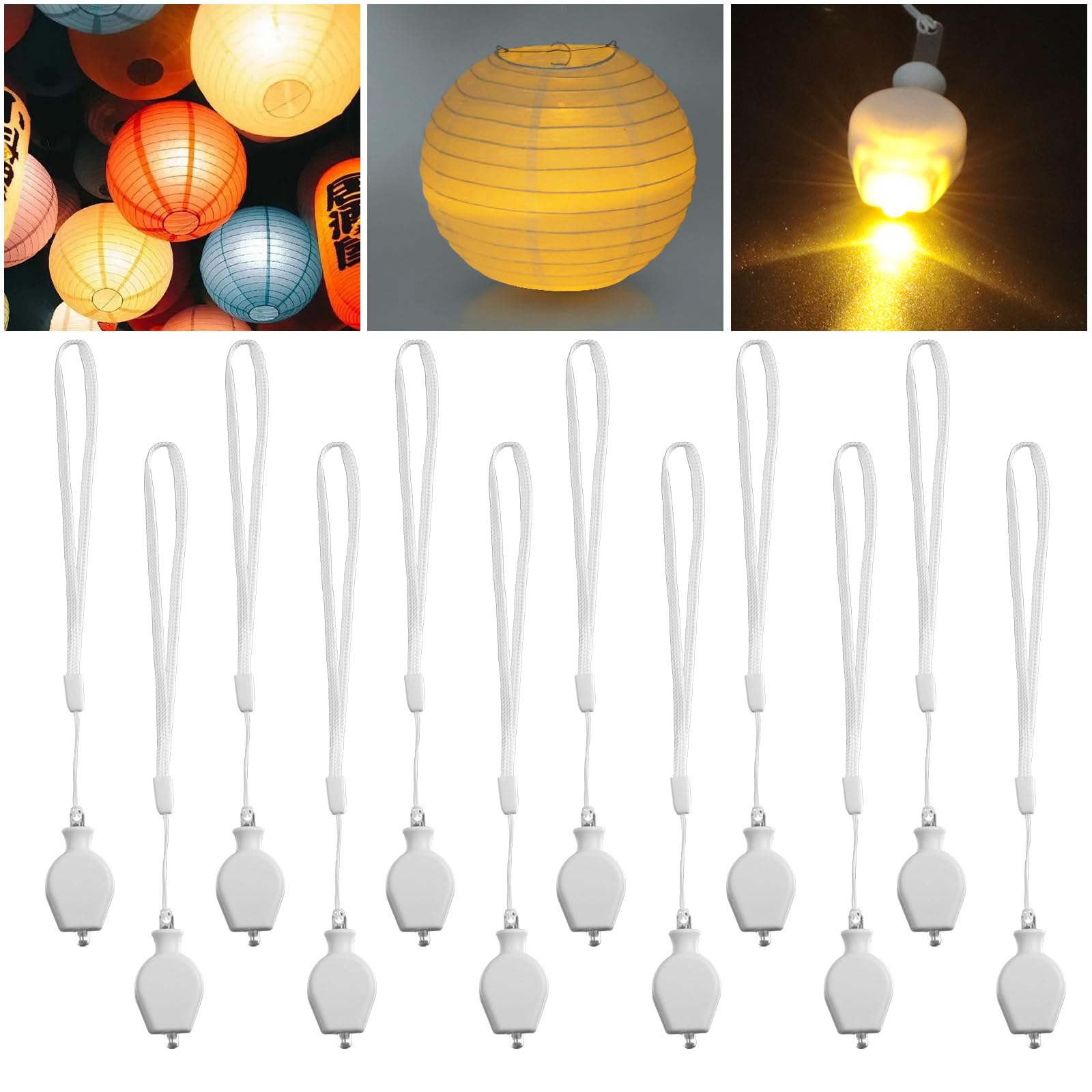 提灯 ライト led ちょうちんライト 12個セット バルーン ランタン用のランプ 提灯 高輝度ミニLED お祭り パーティー イベント 結婚式 飾り クリスマス 装飾 (電球色)