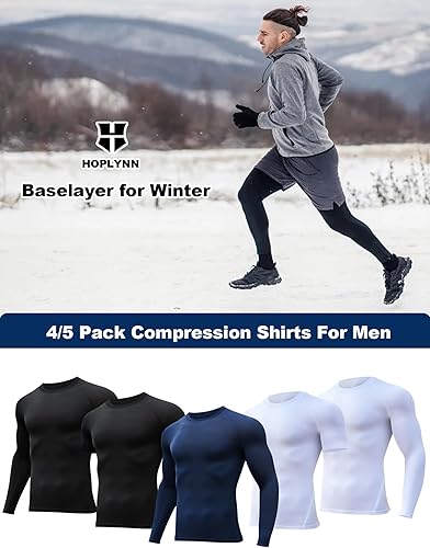 Miniatura 5 de HOPLYNN Paquete de 45 camisetas de compresión de entrenamiento para hombre, manga largacorta, camiseta atlética para deportes