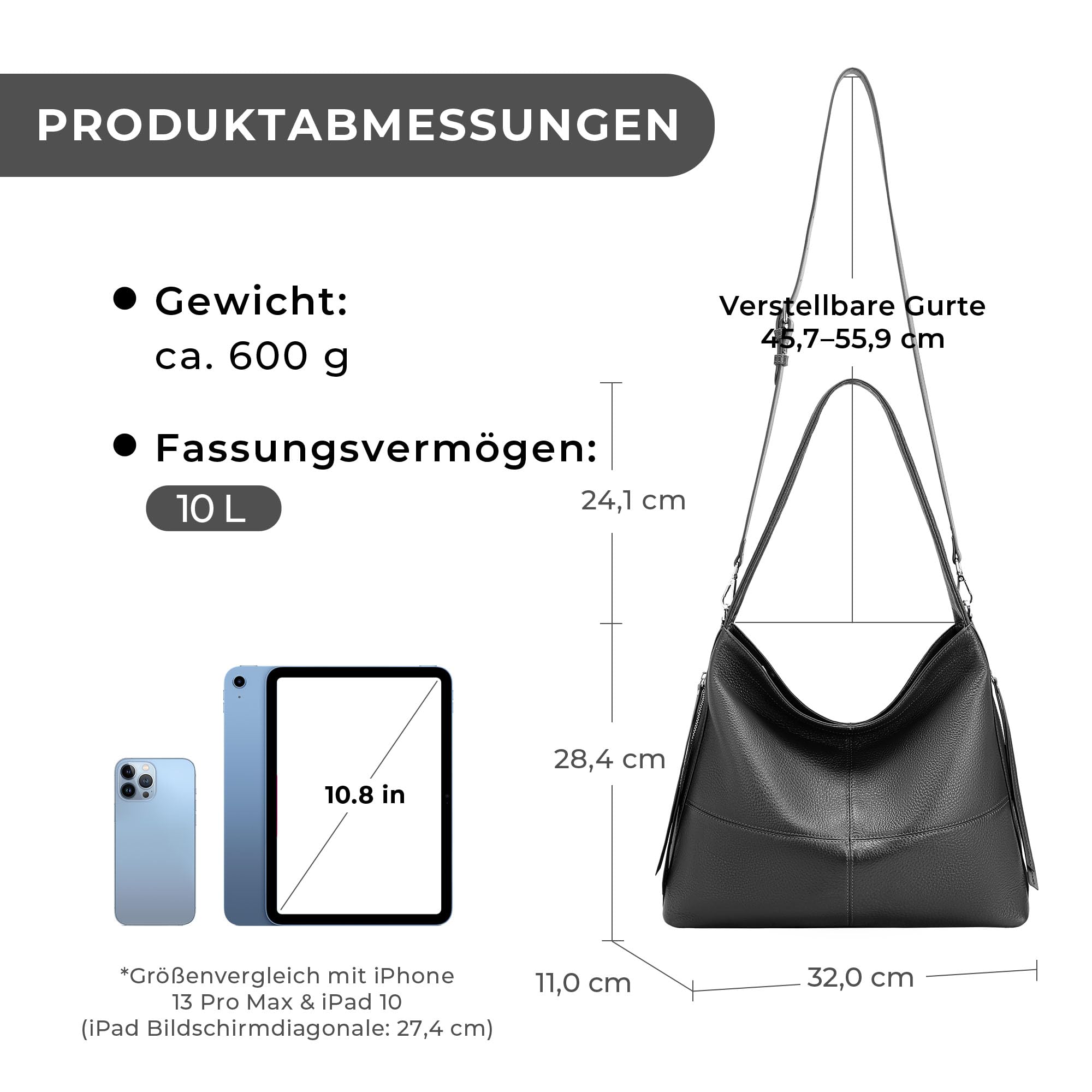 Hobo-Tasche aus echtem Leder für Damen, Crossbody-Tasche, Arbeitstasche, Designer-Schulterhandtaschen mit 2 Riemen