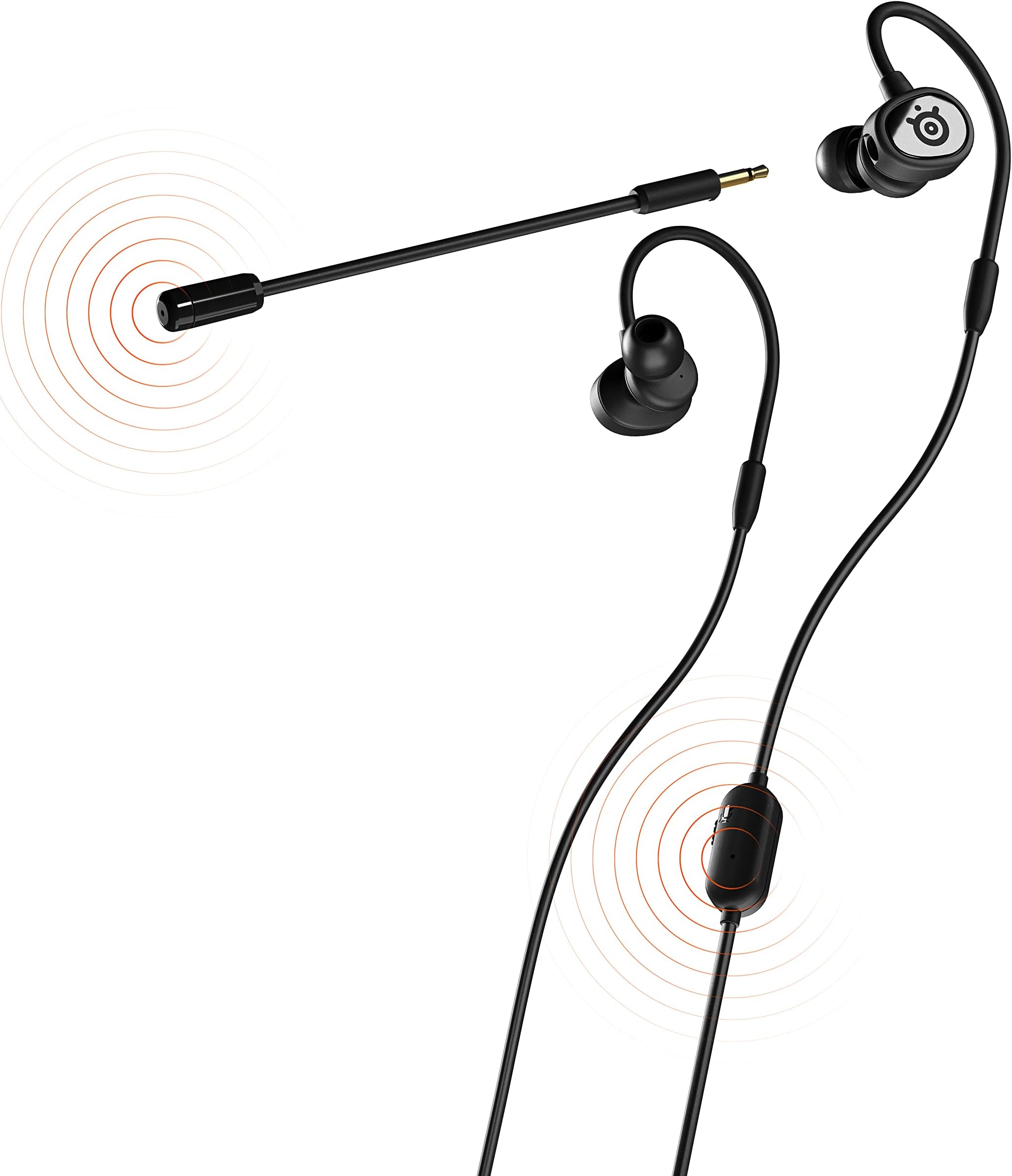 SteelSeries Tusq Wired in Ear Earphones with mic for Mobile Gaming, Detachable Boom Mic, Ergonomic Suspension Design for Mobile (Black)