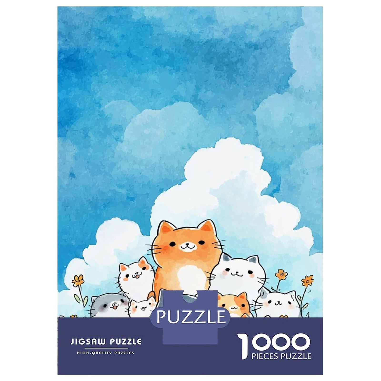 Kitten 1000 Piece Premium Cardboard Cute Pets Under Clouds Jigsaw for Adults, Educational Challenge, Birthday Gift & Home Activity, Vibrant Colours for Family Lovers 52x38cm/1000pcs — image 1