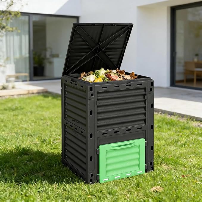 Compostera de jardín rectangular 80 gal verde miniatura 2