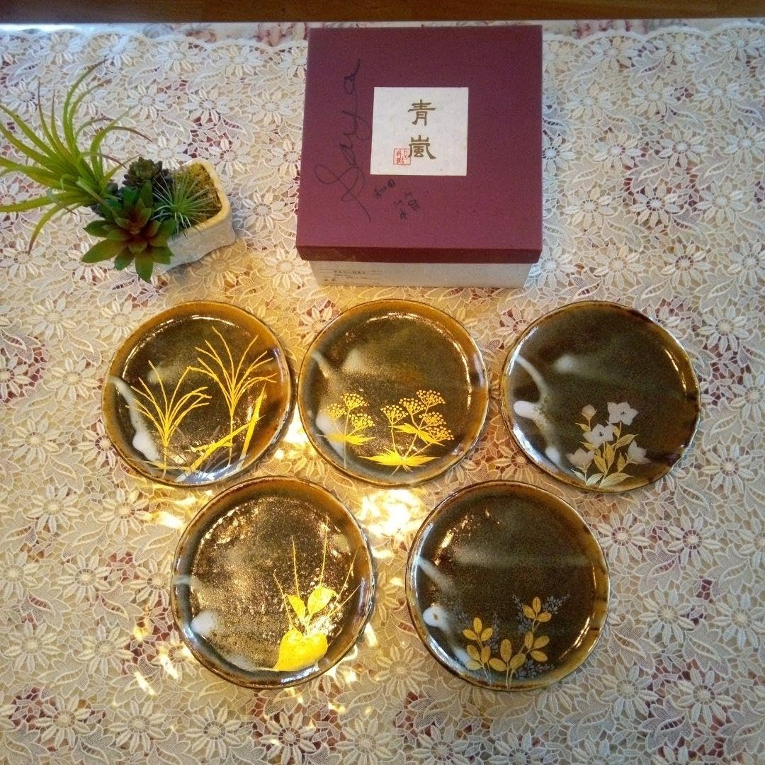 たち吉 特選 青嵐 安田道雄 金銀彩草花　銘々皿 Amazon.co.jp: 特選たち吉 青嵐 金銀彩草花 銘々皿 陶芸作家