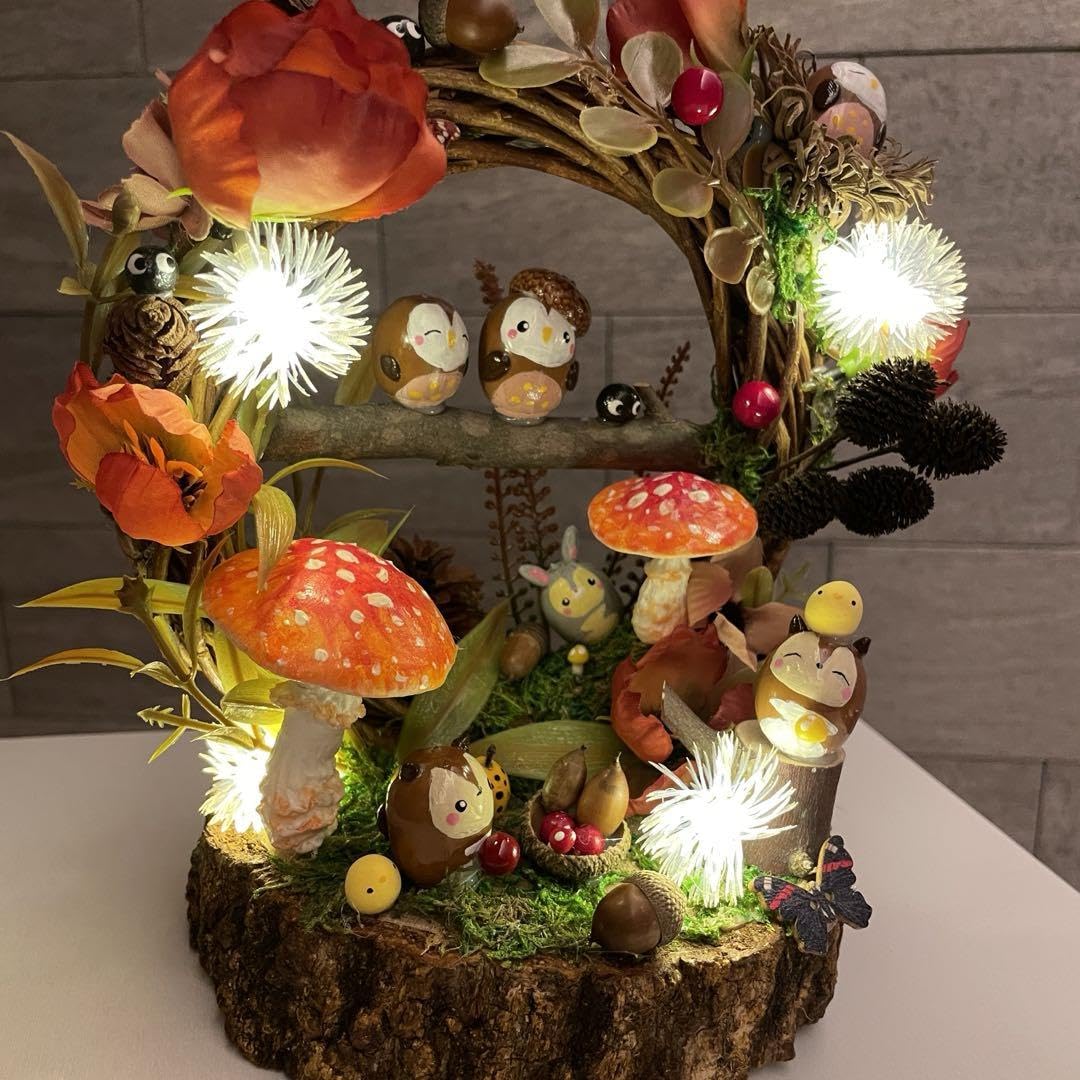 Amazon.co.jp: どんぐりアート キノコの森 ライト付き : ホーム＆キッチン