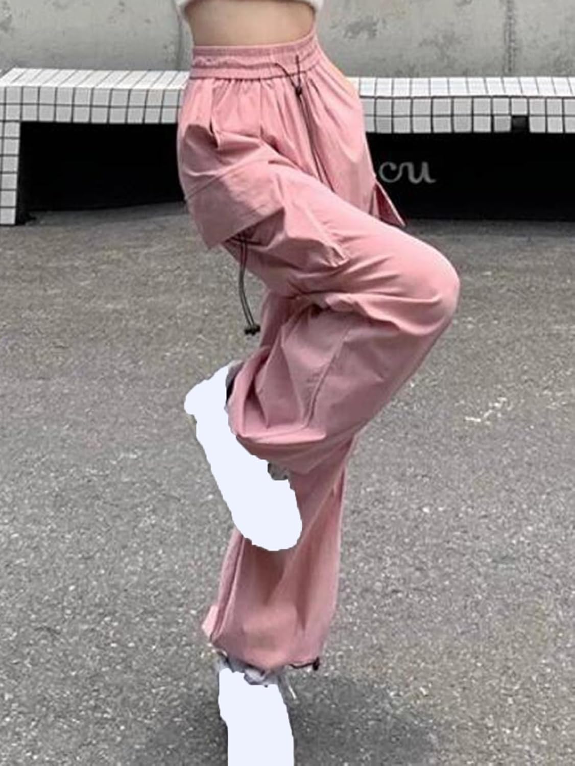 [MeipingQu] カーゴパンツ レディース 春 秋 ゴムウエスト カジュアル ゆったり 長ズボン ボトムス おしゃれ かわいい