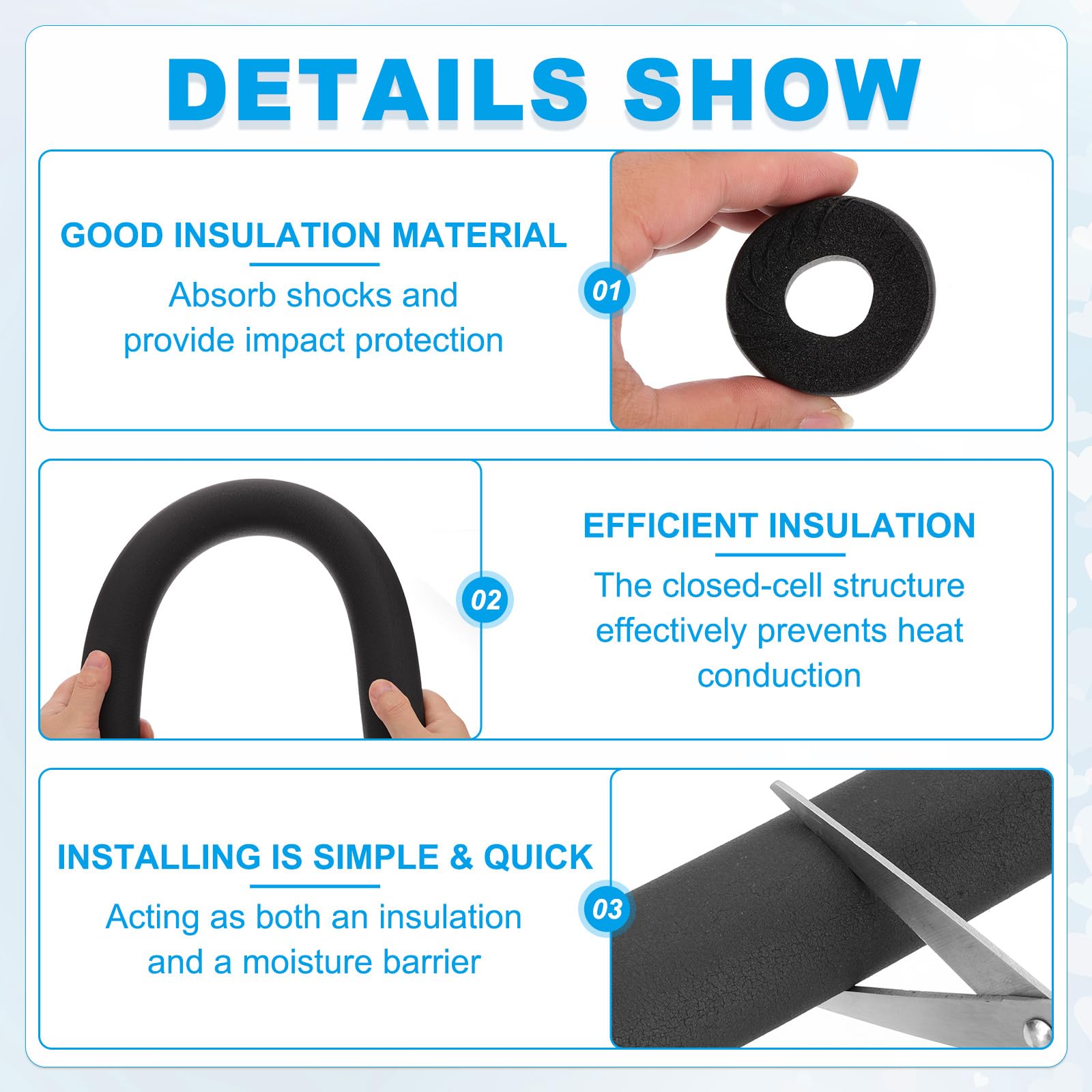 PATIKIL 3/4" (19mm) ID x 1.3Ft x 0.51" Pipe Insulation Foam Tube - Image 3