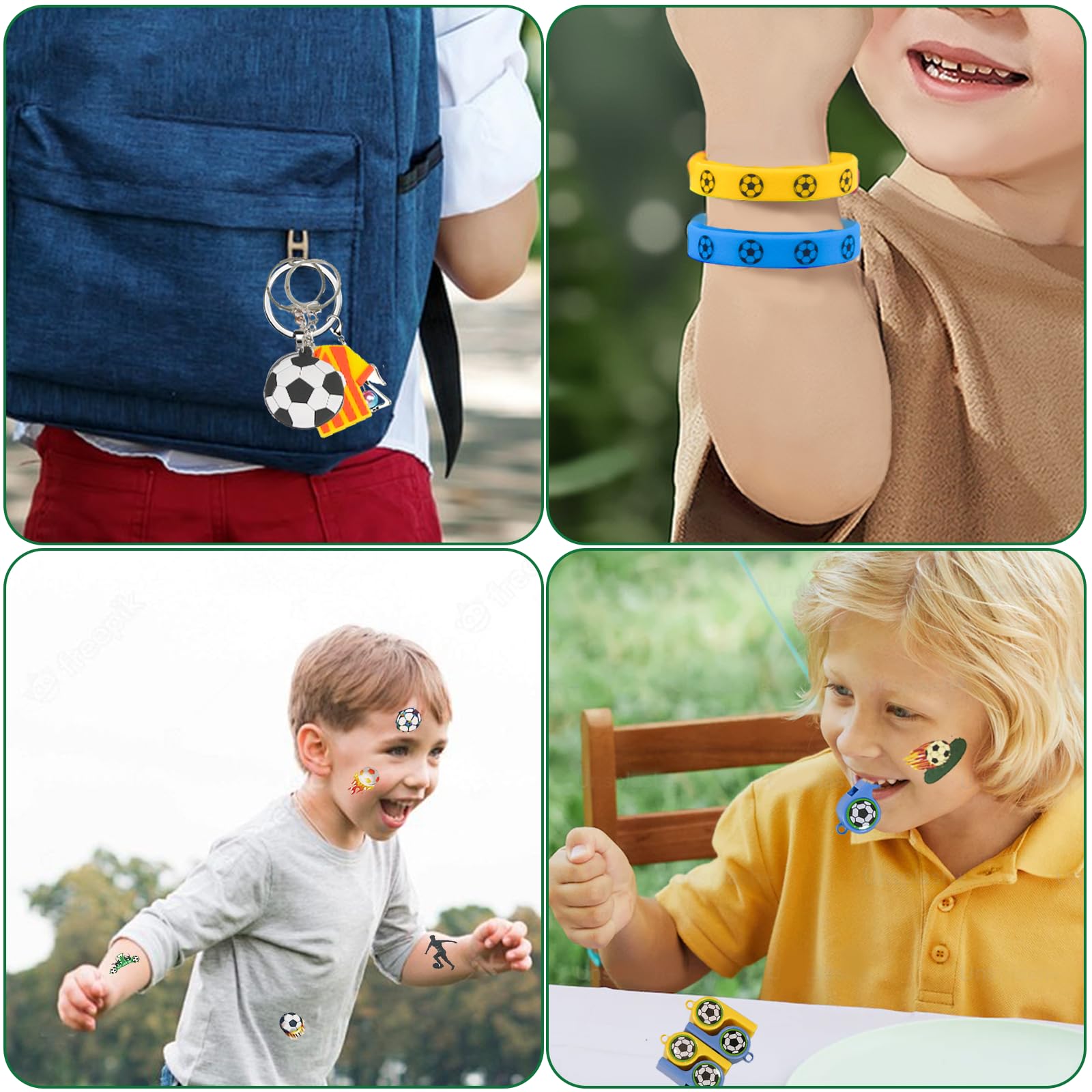 60-teiliges Fußball-Mitgebsel-Set Für Kindergeburtstage – Mit Taschen, Armband, Stickern & Mehr