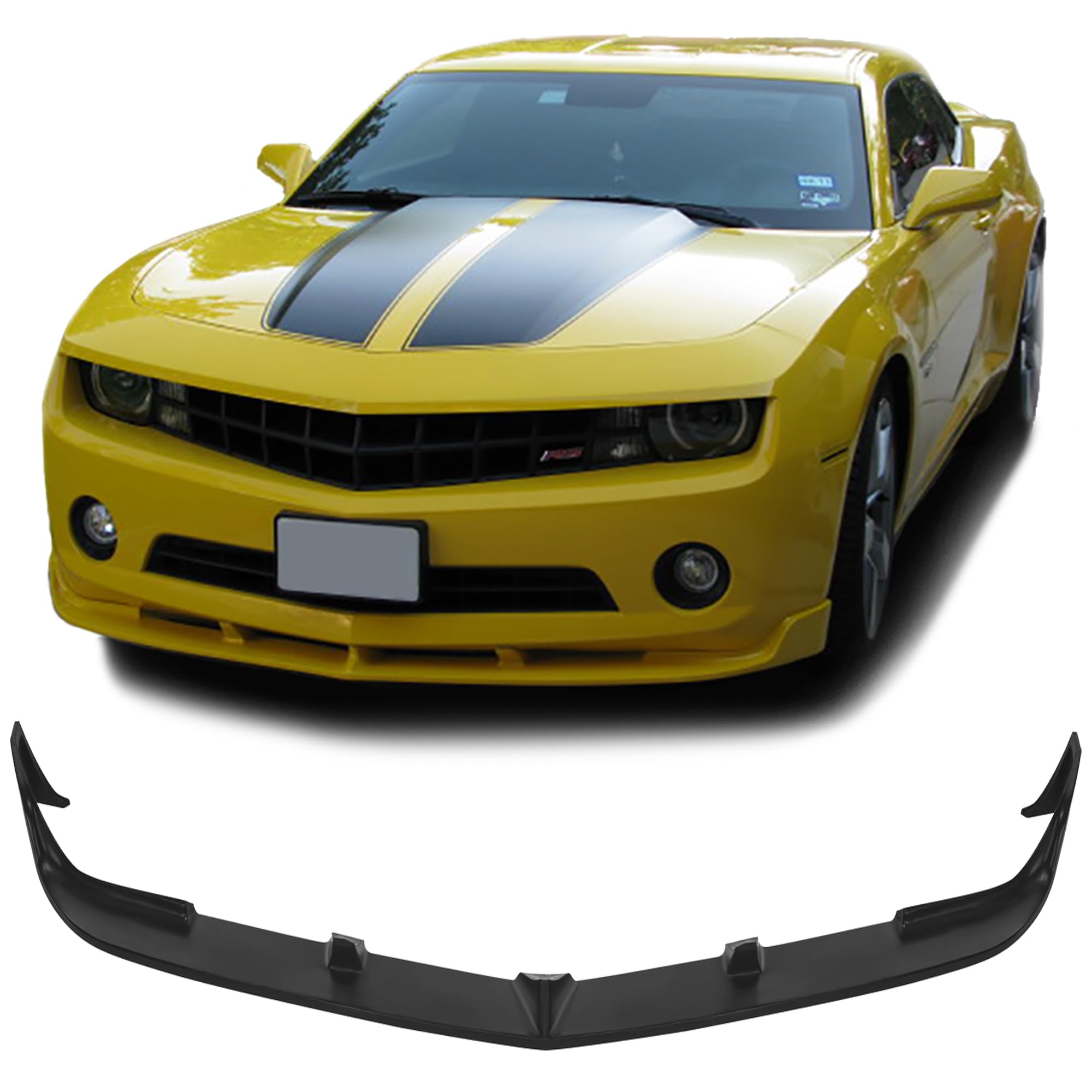GT-Speed Compatible with/Replacement for Front Bumper Lip, ST Style PU Front Lip Spoiler Black, 2010 2011 2012 2013 Chevorlet Camaro LT LS 1LT (Not