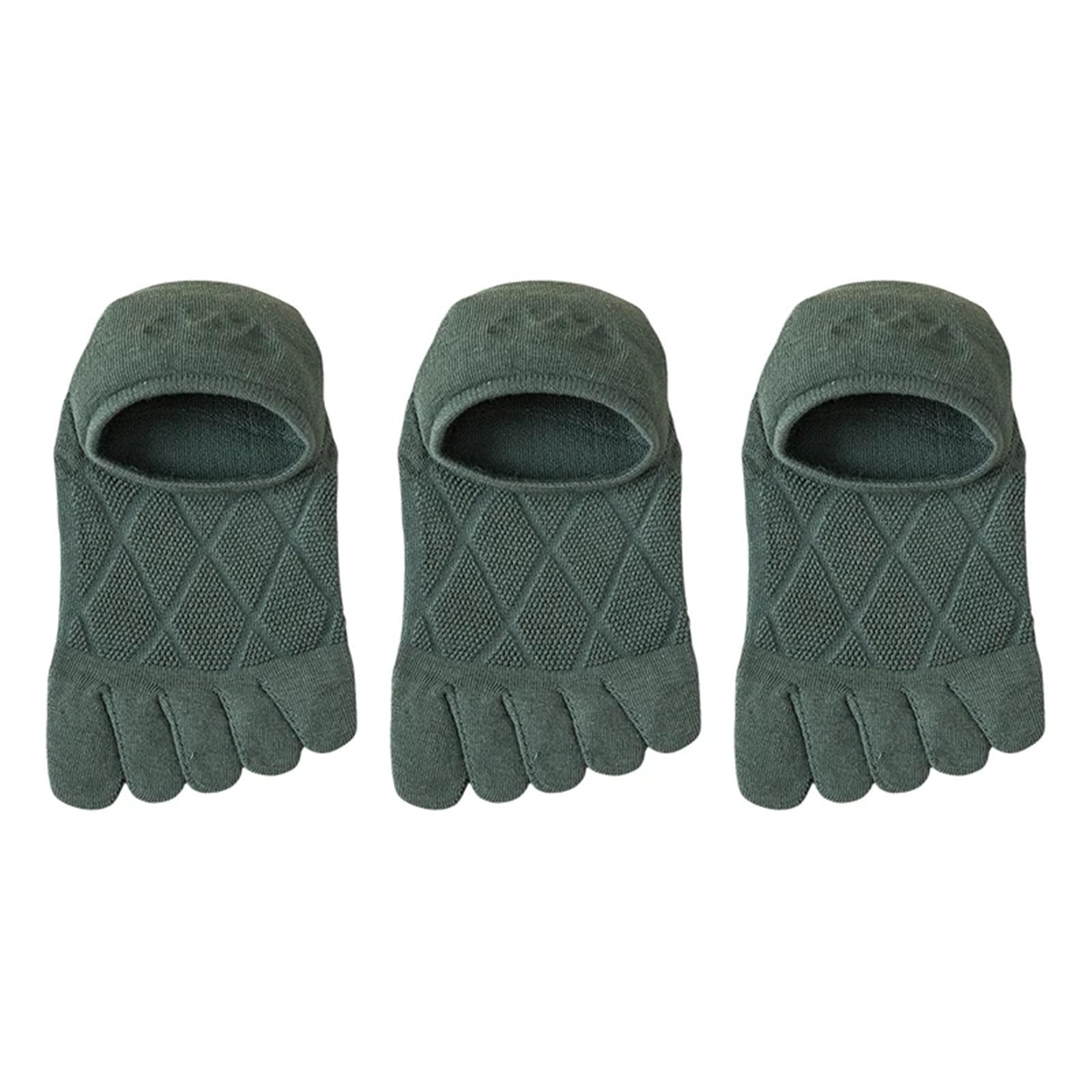 IRFHDCX Toe Socks 3Pairs Five-Finger Socks Breathable Sweat-Absorbent Sports Boat Sock Solid Soft Lightweight Invisible Sox(Green)