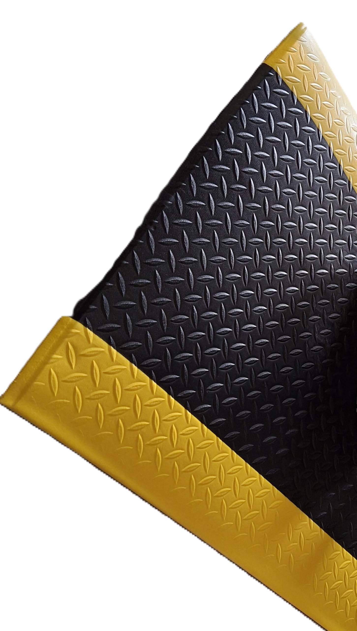 SOLID Start | Stehkomfortmatte | Anti-Ermüdungsmatte | Komfort Arbeitsplatzmatte Diamantmuster | 100% Vinylschaum | 12,7 mm hoch (60cm x 90cm, schwarz/gelb)