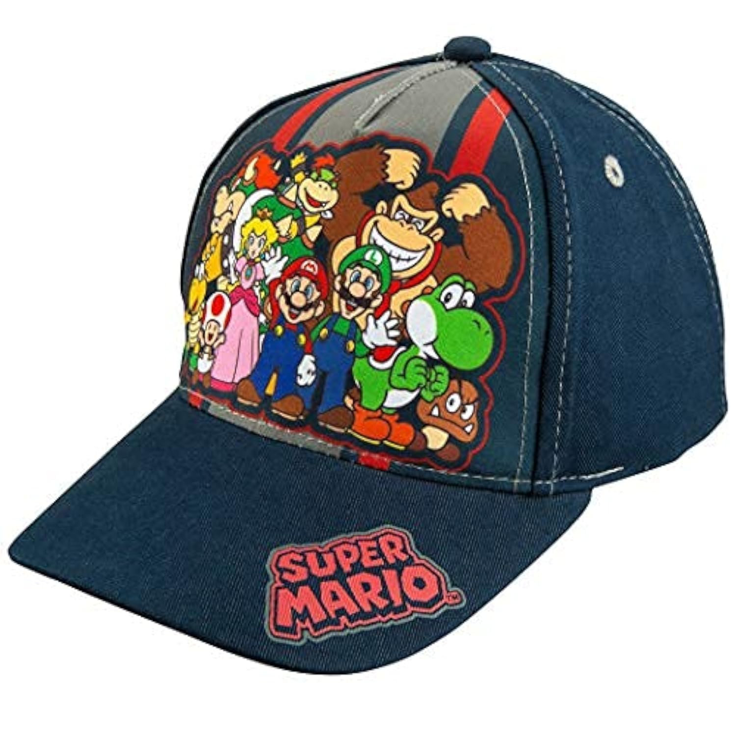 Super Mario Family Baseball Cap for Boys 4-7 Years - Adjustable Snap Closure 100% Cotton. Blue
