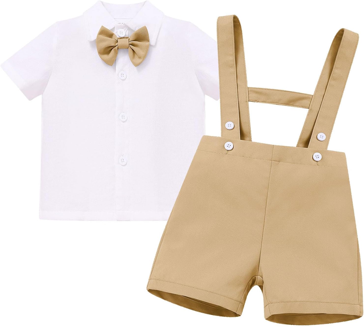 Baby Boys Formal Suit Set Gentleman Birthday Shirt Suspender Shorts Bowtie Wedding Tuxedo Outfits for Cake Smash Photo