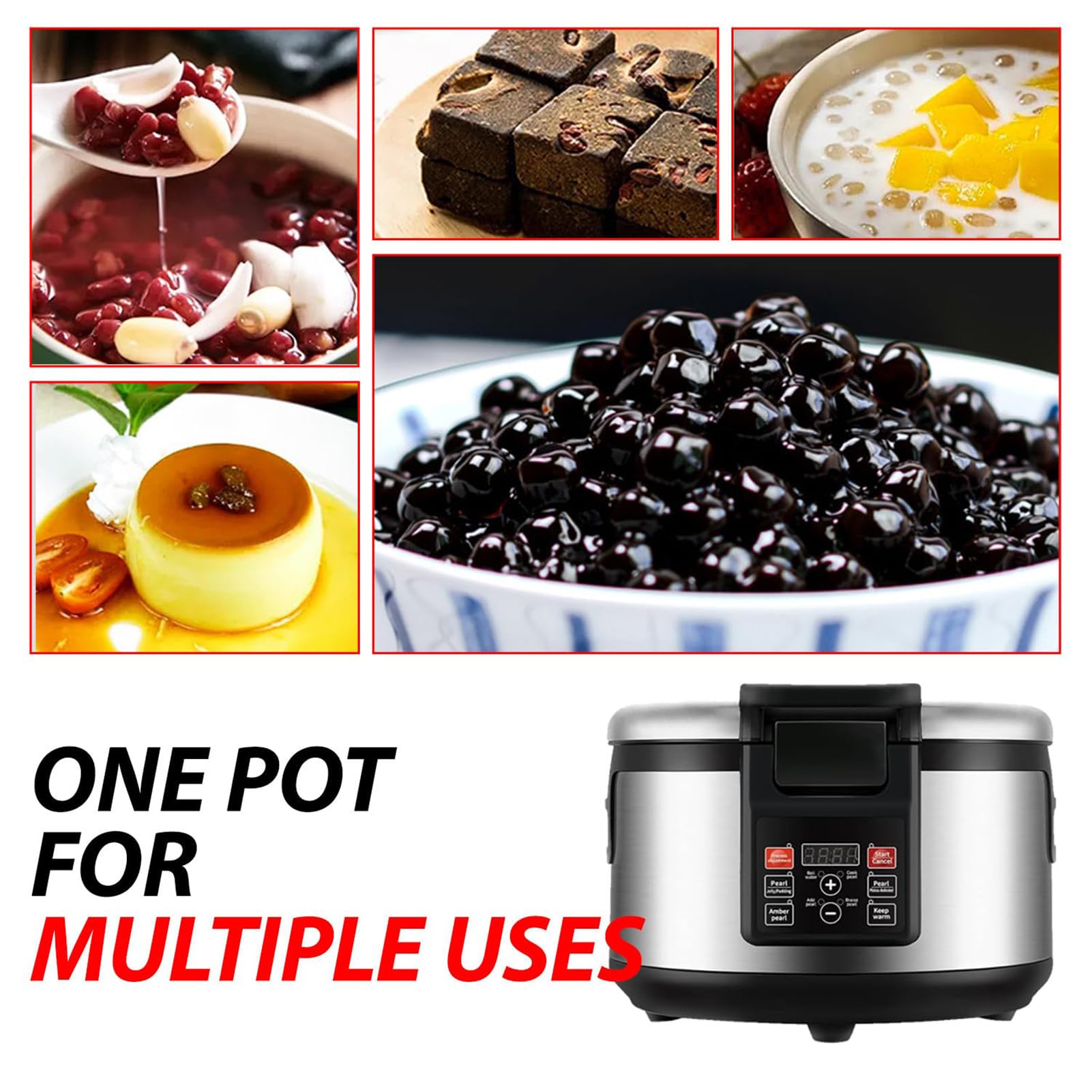 Máquina de 5l-16l Olla de Perlas Totalmente Automática con Panel Táctil Inteligente y Ajuste de Temperatura y Temporizador Sonda de Temperatura Máquina Comercial de Té de Leche Bubble 16L
