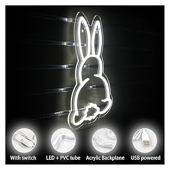 Amazon.co.jp: ネオンサイン LED かわいいウサギのネオン壁画