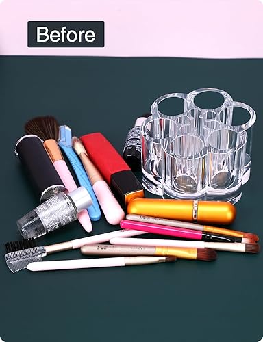 Miniatura 3 de Soporte para lápiz labial acrílico, flor pequeña, transparente, compacto, para brillo de labios, organizador de cepillos de uñas con 12 ranuras