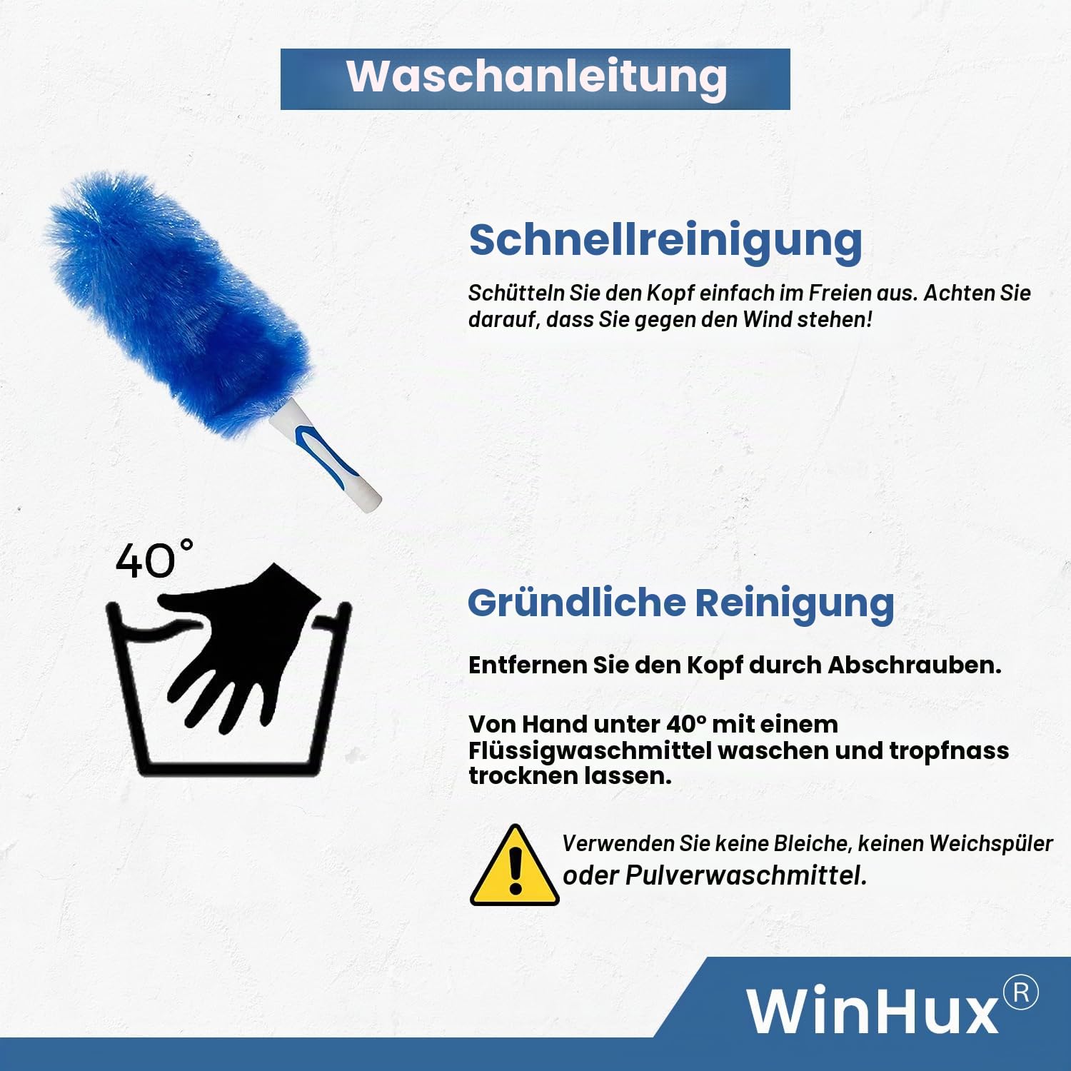 WinHux Teleskop-Federstaubwedel 3,47m – Extra Langer ausziehbarer Spinnwebenbesen für hohe Decken, Langer Staubwedel mit biegsamem waschbarem Kopf, leichte Aluminiumstange