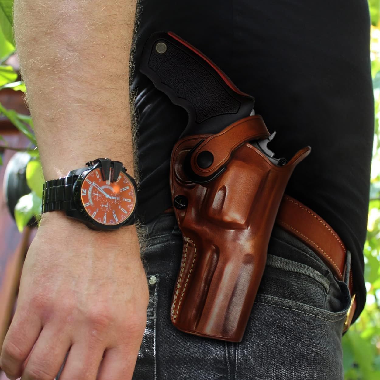 Amazon.com : Masc OWB Leather Paddle Revolver Holster with