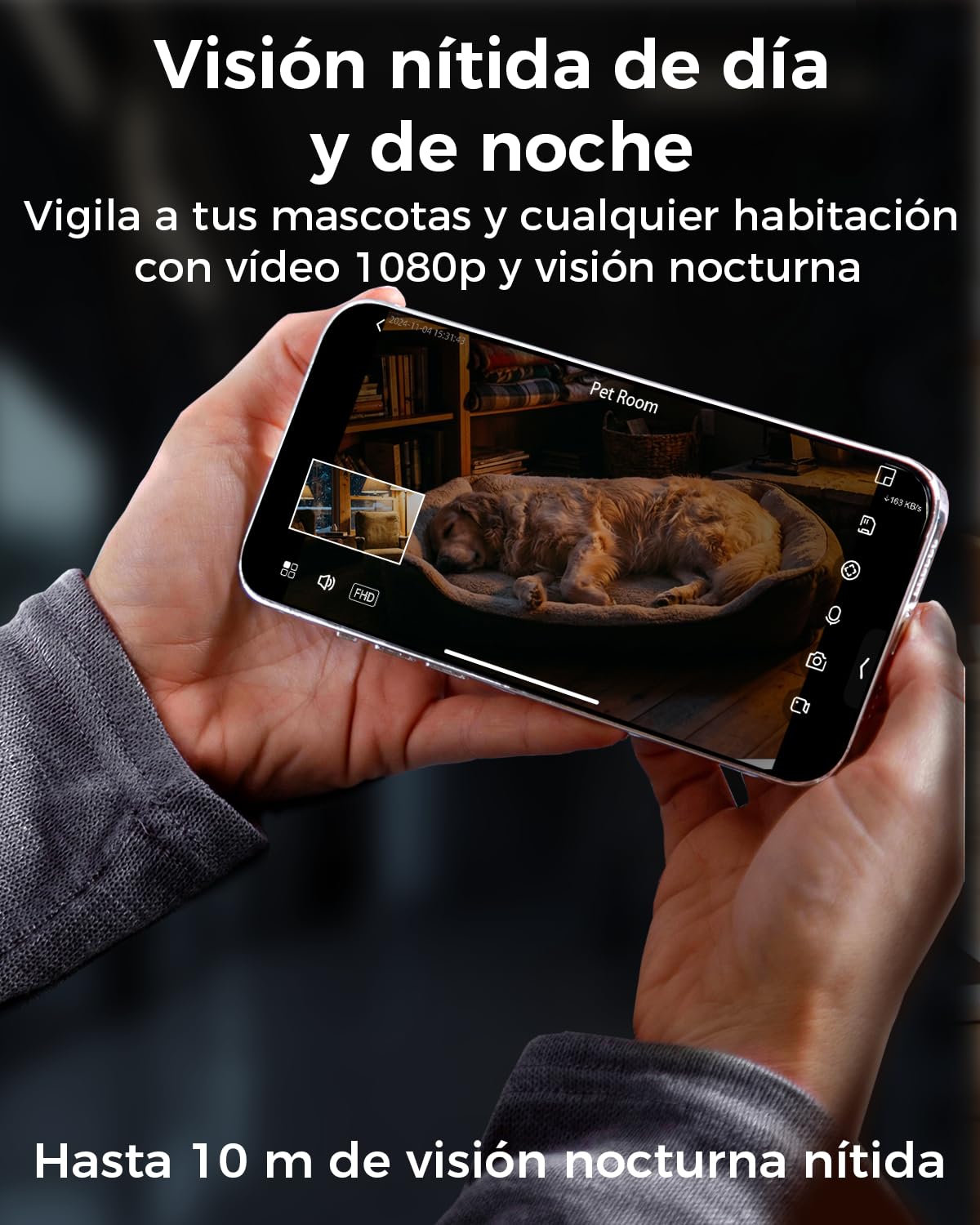 VIRTAVO XD1 Cámara Vigilancia WiFi Interior 1080P Doble Lente, 2 Vistas en 1 Pantalla, Visión Nocturna, Seguimiento Inteligente, Audio Bidireccional, PTZ 360° para Bebés/Mascotas/Seguridad en Casa