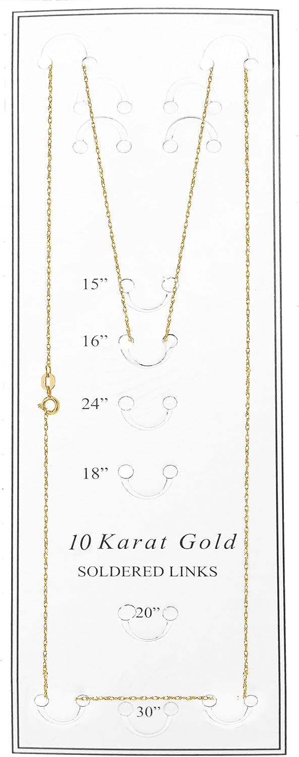 Ritastephens 10k Gold Singapore Rope Chain Necklace 0.9 Mm (16, Yellow-Gold)