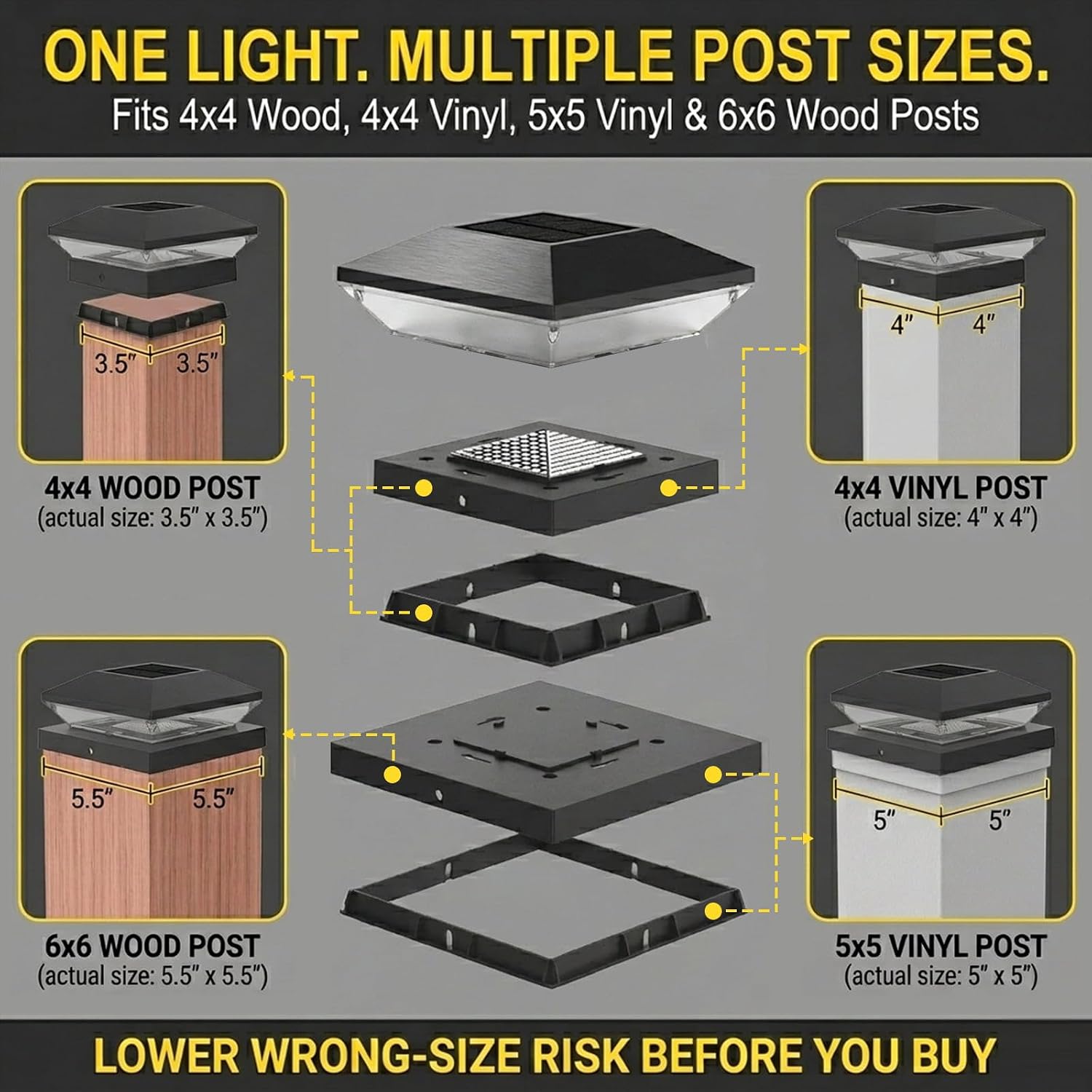 T-SUN 12 Pack Solar Post Cap Lights 4x4 5x5 6x6, Outdoor Waterproof Solar Deck & Fence Post Lights, Warm White/Cool White for Wood & Vinyl Posts, Fence, Deck, Gate & Porch