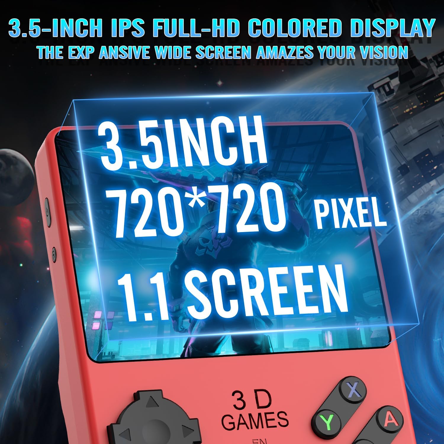 Hugawello R40 PRO Handheld Device, 35000 in 1 high-Definition Gaming mini Retro Video Console, 3.5-inch IPS Screen, 256GB RAM, 45 Built-in emulators, 3800mAh Battery (red 256GB)