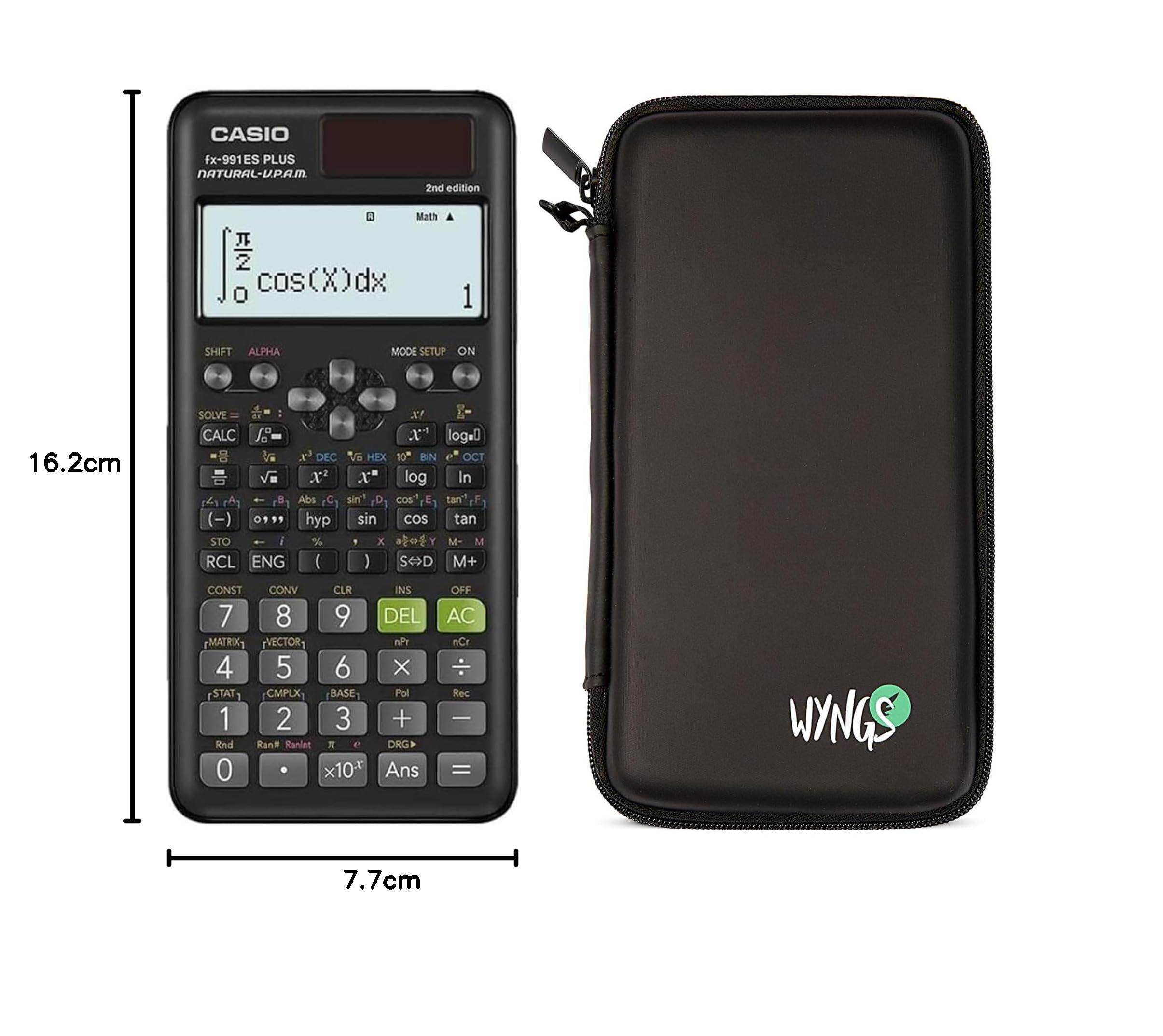CALCUSO Pack économique: Casio FX 991 ES Plus II (2nd Edition) Calculatrice Scientifique + étui de Protection WYNGS Noir + Garantie étendue de CALCUSO