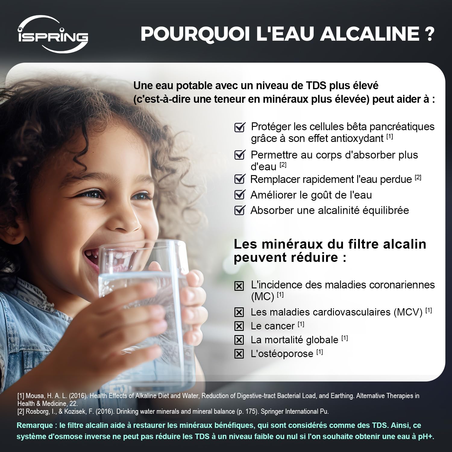 iSpring RCC7P-AK Système Osmose Inverse 6 Étapes Filtre Alcalin pH+ | 75 GPD Haute Capacité, Réduction TDS, Système sous Évier, Pompe de Pression Incluse